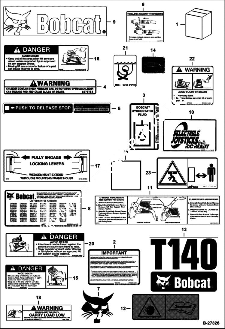 Схема запчастей Bobcat T-Series - DECALS (Outside) ACCESSORIES & OPTIONS