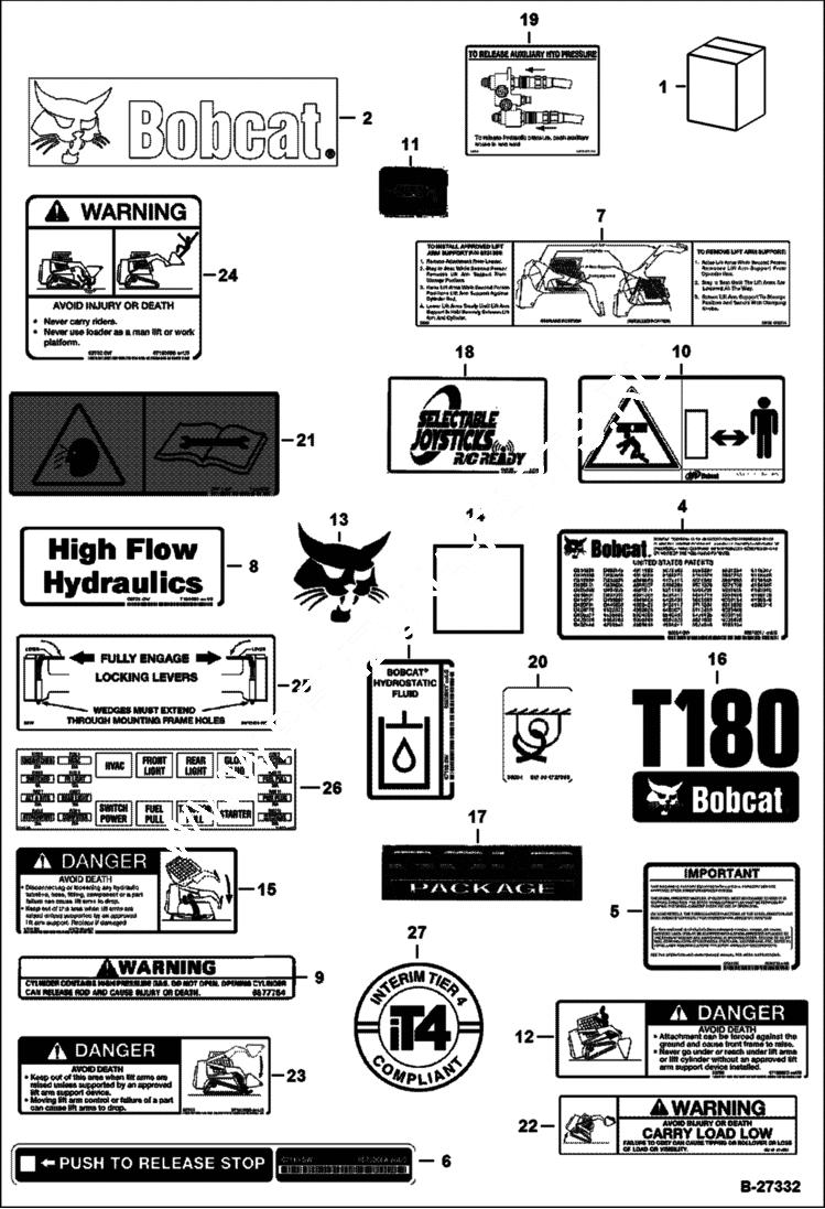 Схема запчастей Bobcat T-Series - DECALS (Outside) ACCESSORIES & OPTIONS