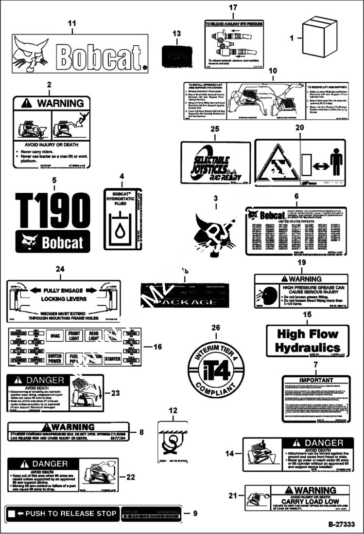 Схема запчастей Bobcat T-Series - DECALS (Outside) ACCESSORIES & OPTIONS