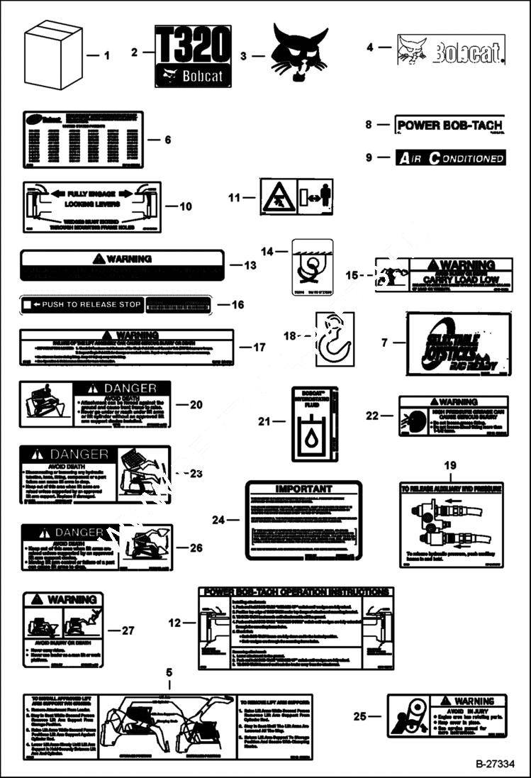 Схема запчастей Bobcat T-Series - DECALS (Outside) ACCESSORIES & OPTIONS