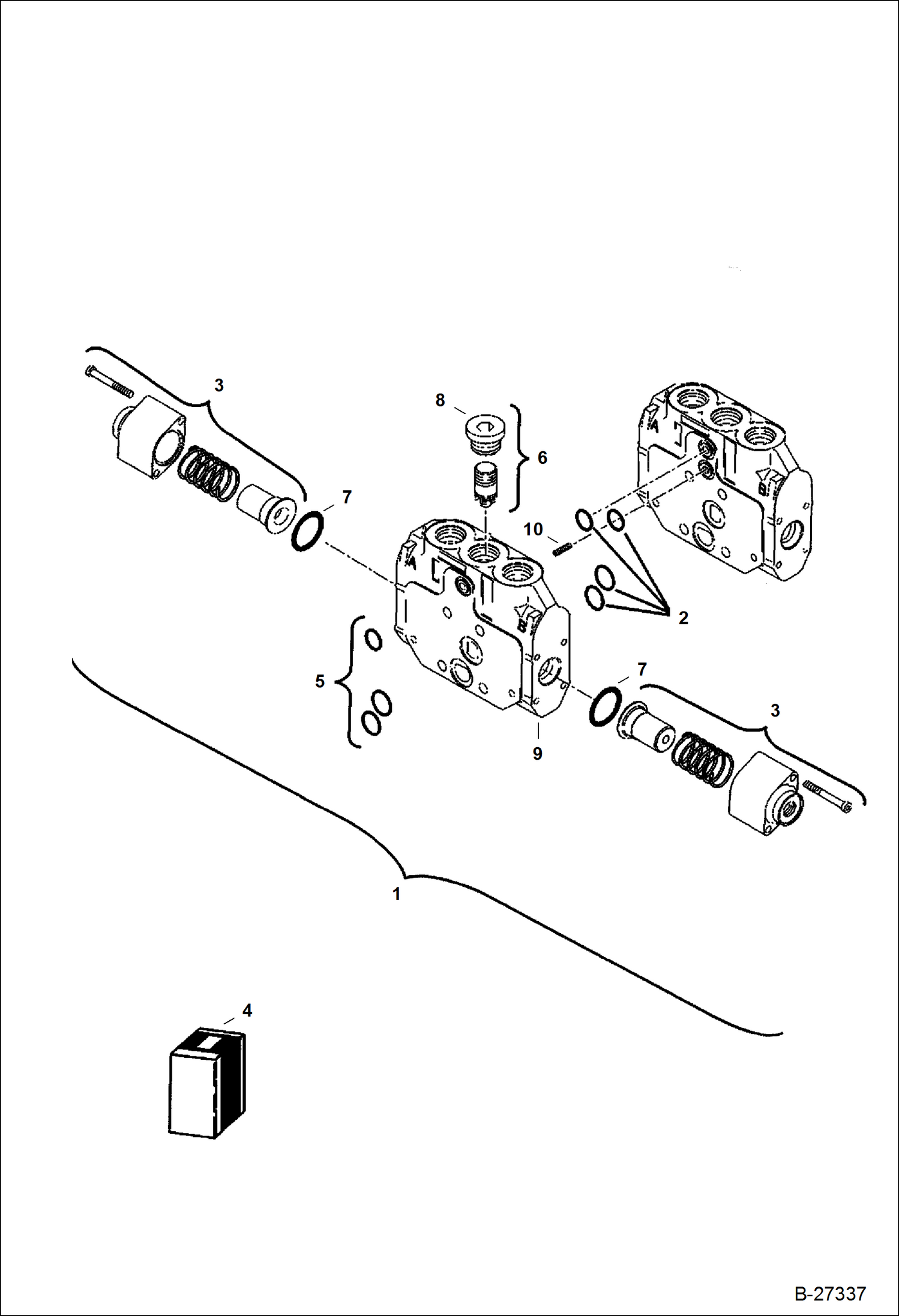 Схема запчастей Bobcat 337 - CONTROL VALVE (Right Travel) HYDRAULIC SYSTEM