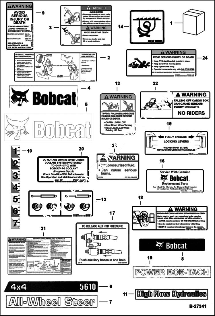 Схема запчастей Bobcat 5610 - DECALS (Outside) ACCESSORIES & OPTIONS