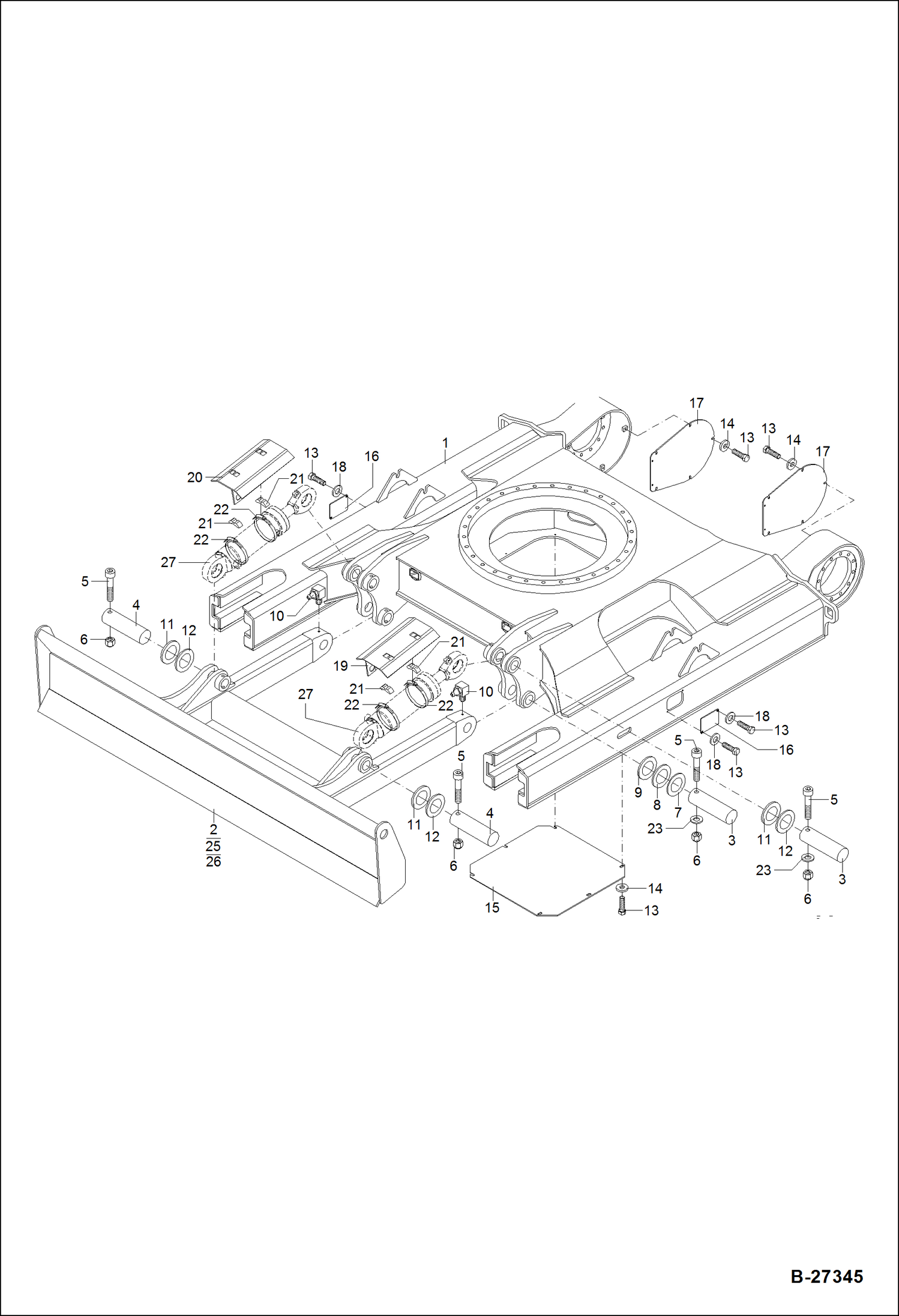 Схема запчастей Bobcat ZX75 - UNDER CARRIAGE, SUPPORT BLADE, COVER UNDERCARRIAGE