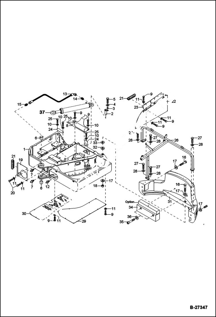 Схема запчастей Bobcat ZX75 - UPPER CARRIAGE MAIN FRAME