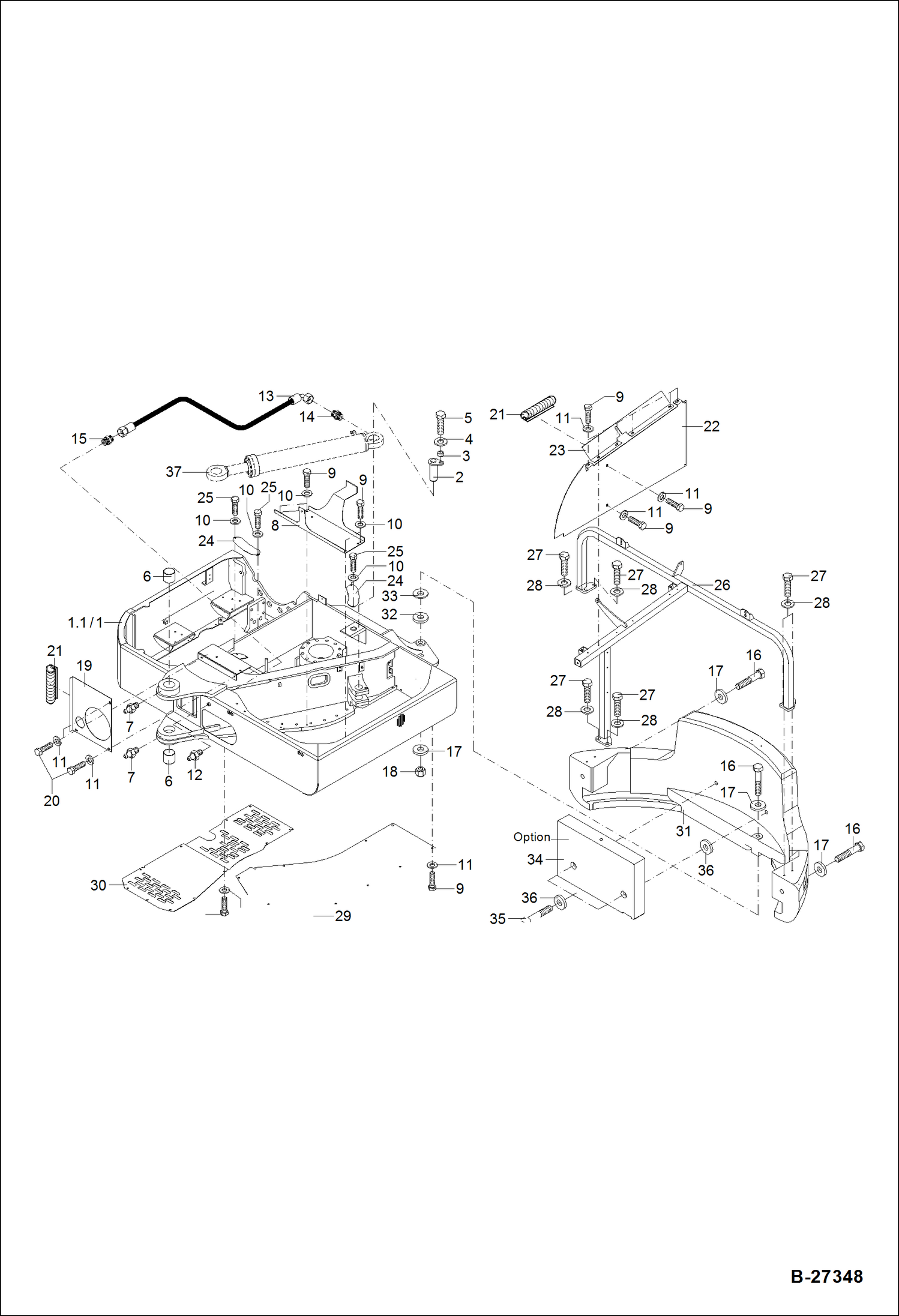 Схема запчастей Bobcat ZX75 - UPPER CARRIAGE MAIN FRAME