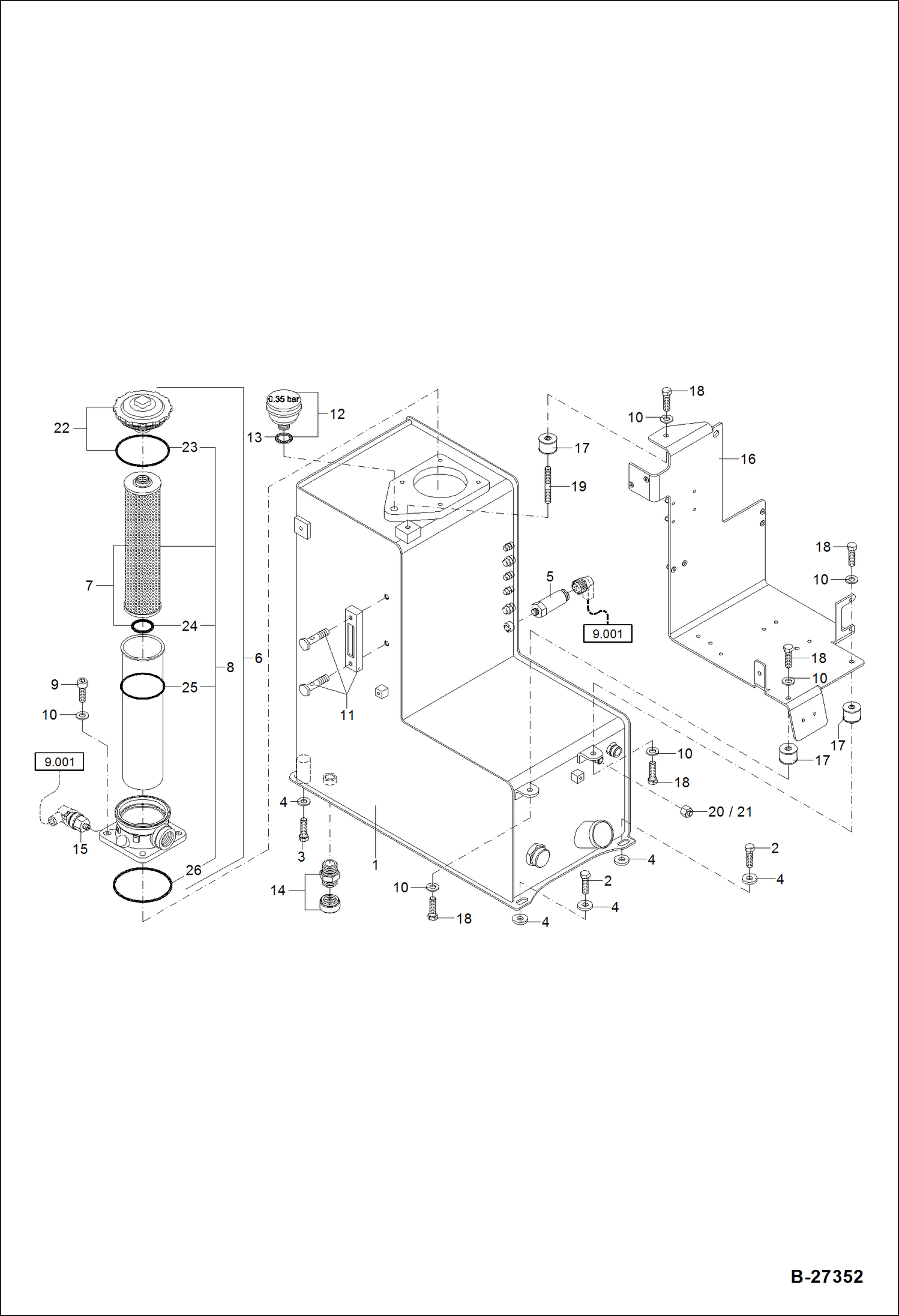 Схема запчастей Bobcat ZX75 - HYDRAULIC OIL TANK HYDRAULIC SYSTEM