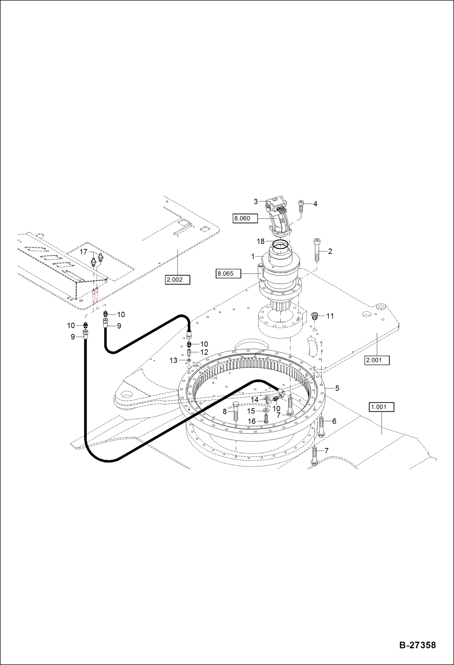 Схема запчастей Bobcat ZX75 - SLEW EQUIPMENT UNDERCARRIAGE