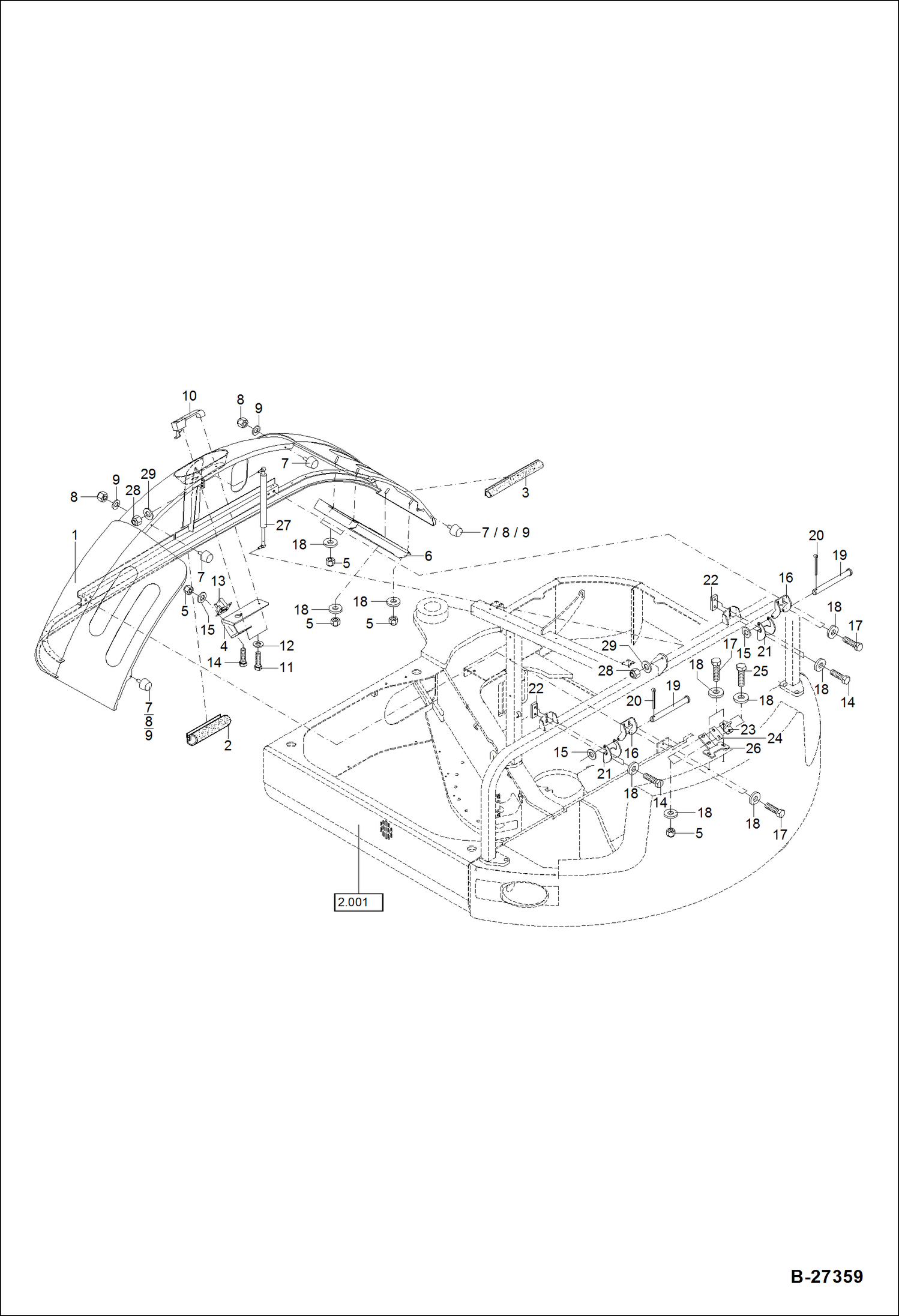 Схема запчастей Bobcat ZX75 - BACK HOOD MAIN FRAME