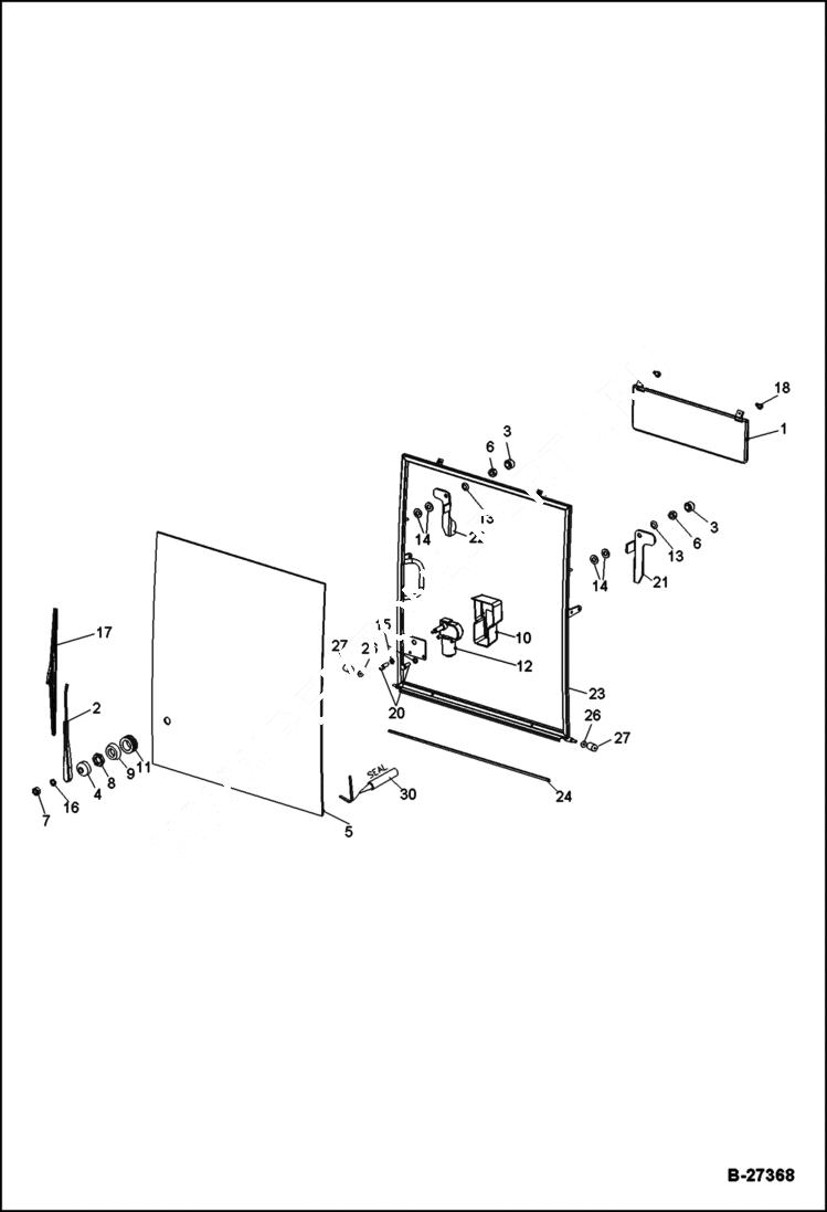 Схема запчастей Bobcat ZX75 - OPERATORS CAB - ROLLER PANE MAIN FRAME