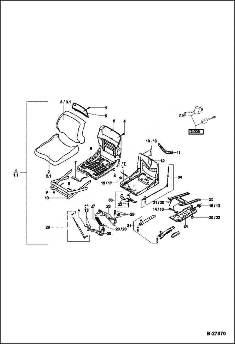 Схема запчастей Bobcat ZX75 - OPERATORS SEAT - MSG 20 MAIN FRAME