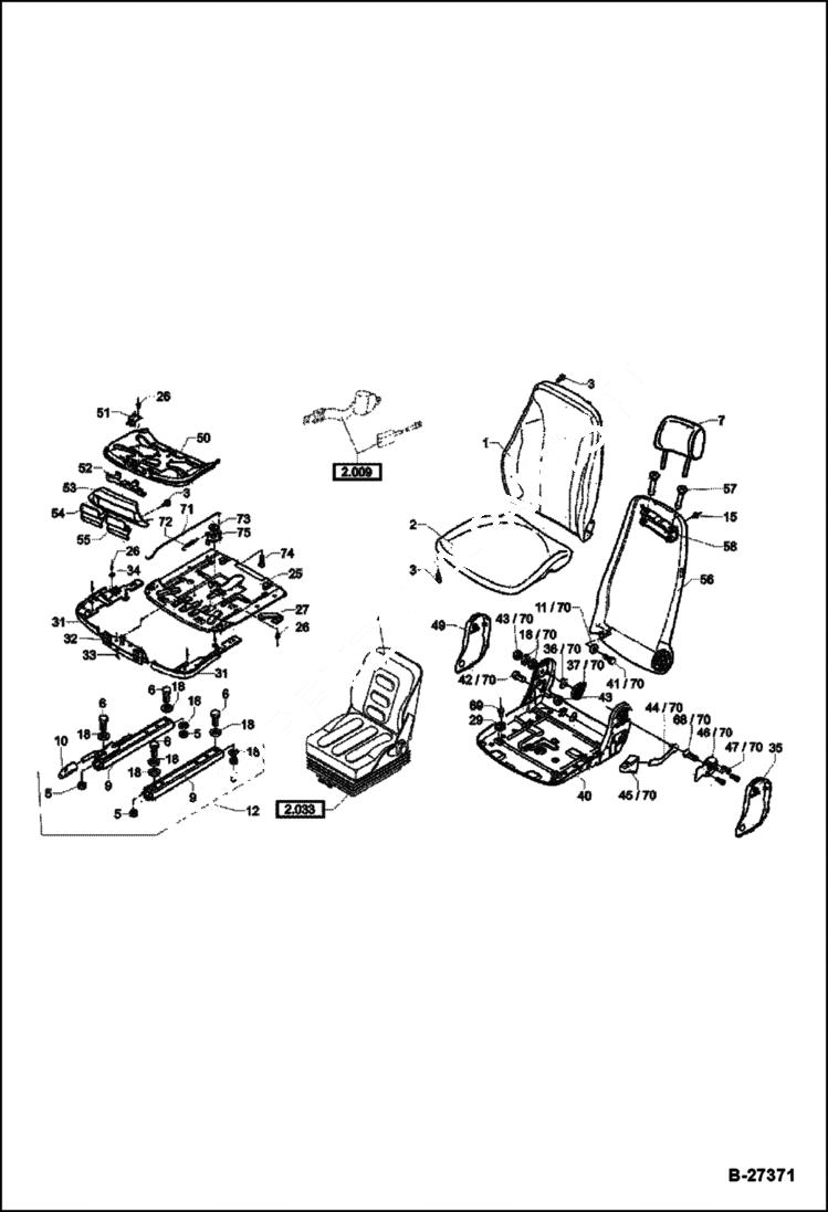 Схема запчастей Bobcat ZX75 - OPERATORS SEAT - MSG 85 MAIN FRAME