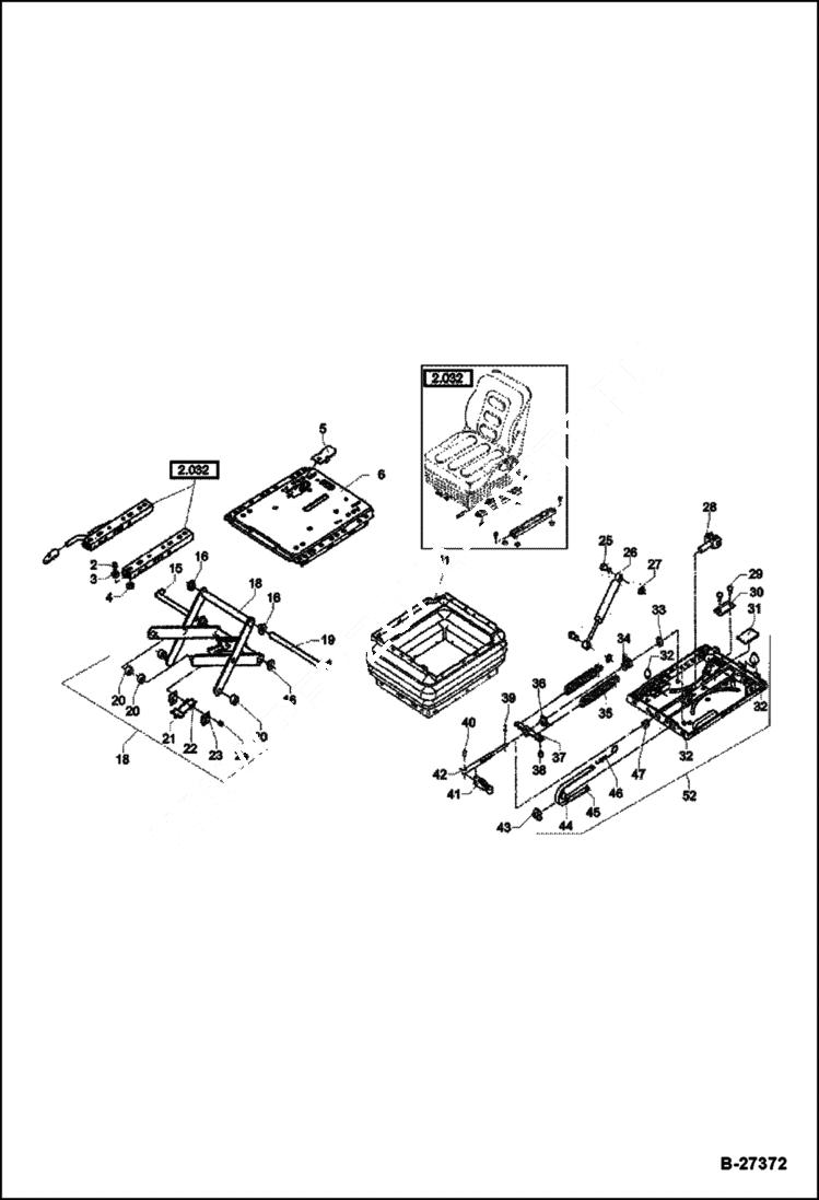 Схема запчастей Bobcat ZX75 - OPERATORS SEAT SUSPENSION - MSG 85 MAIN FRAME