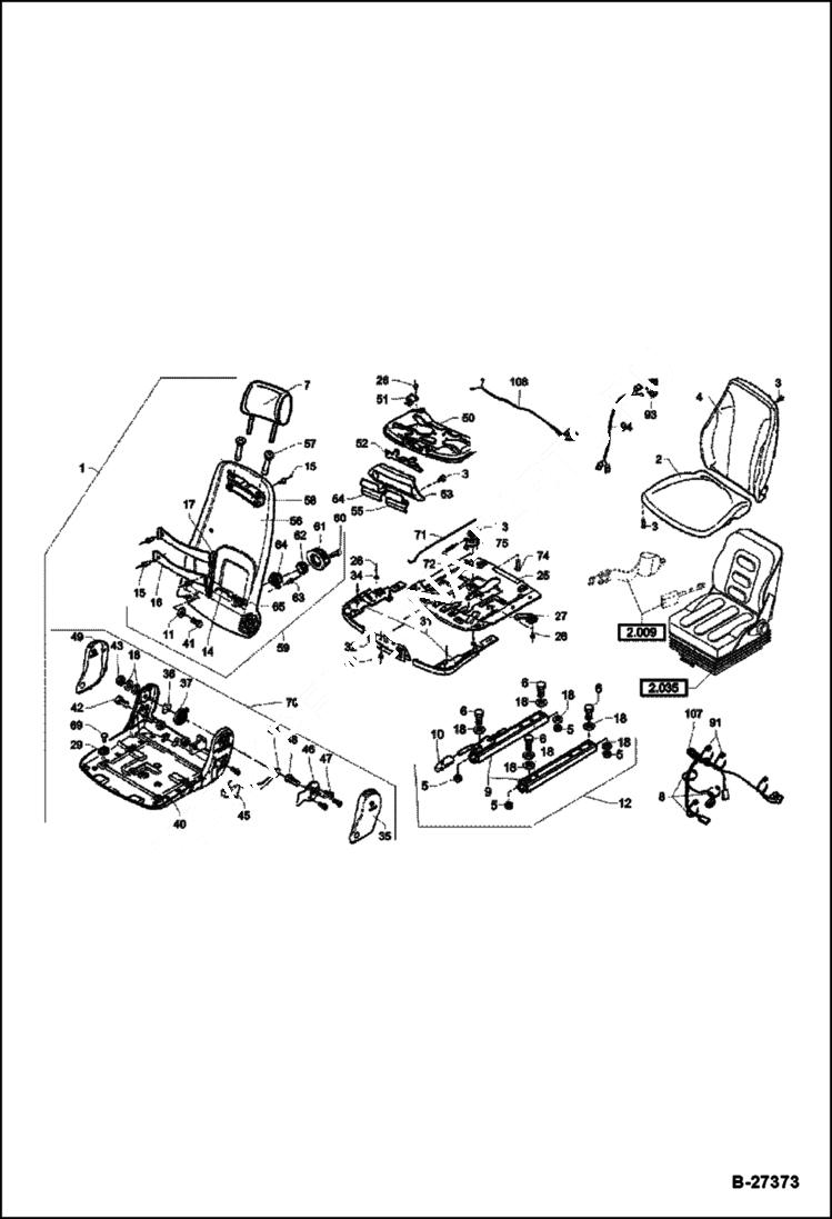 Схема запчастей Bobcat ZX75 - OPERATORS SEAT WITH SEAT HEATING - MSG 95 MAIN FRAME