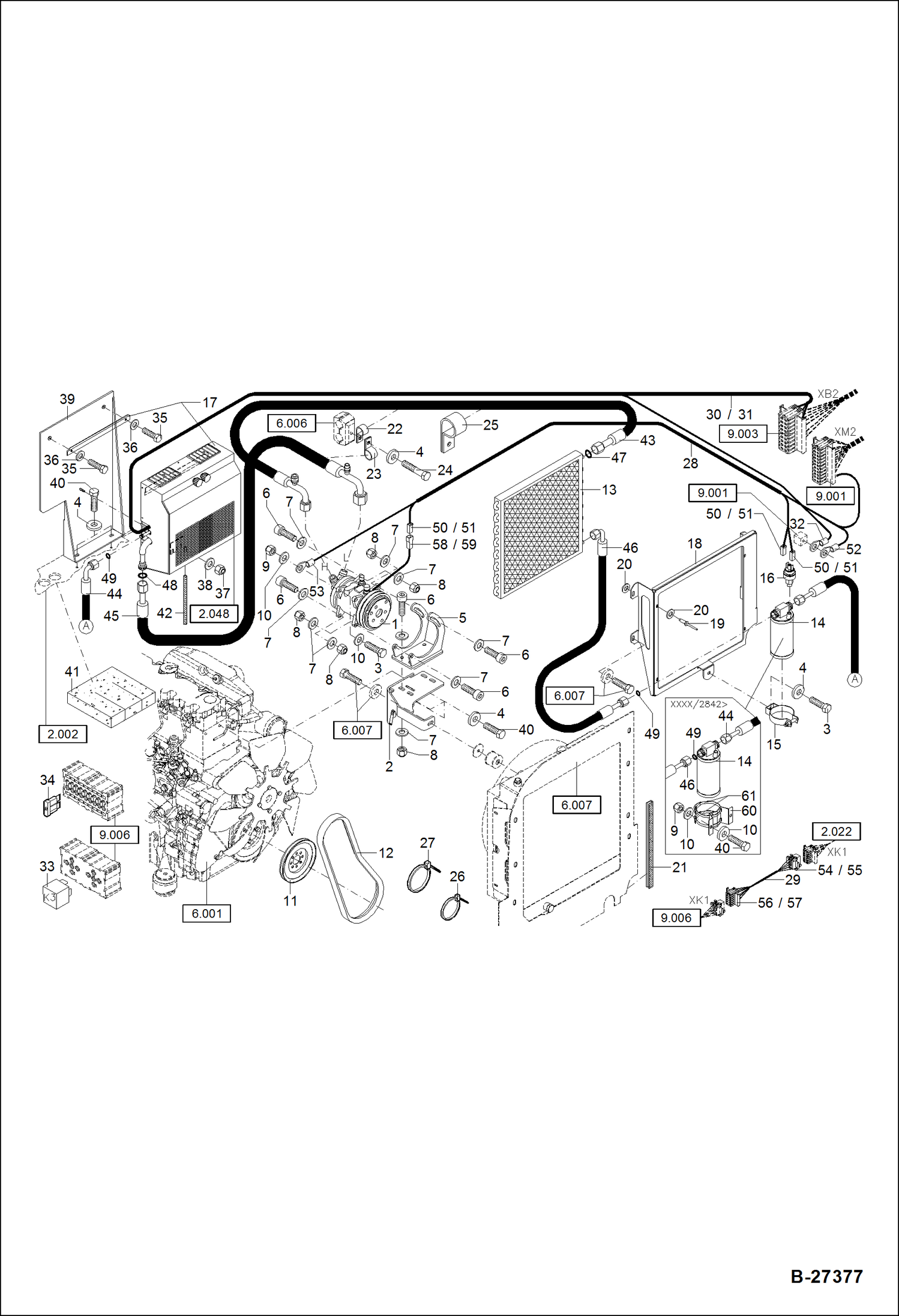 Схема запчастей Bobcat ZX75 - AIR CONDITIONER XXXX/1702 & Abv +1681-1686, 1691-1693 ACCESSORIES & OPTIONS