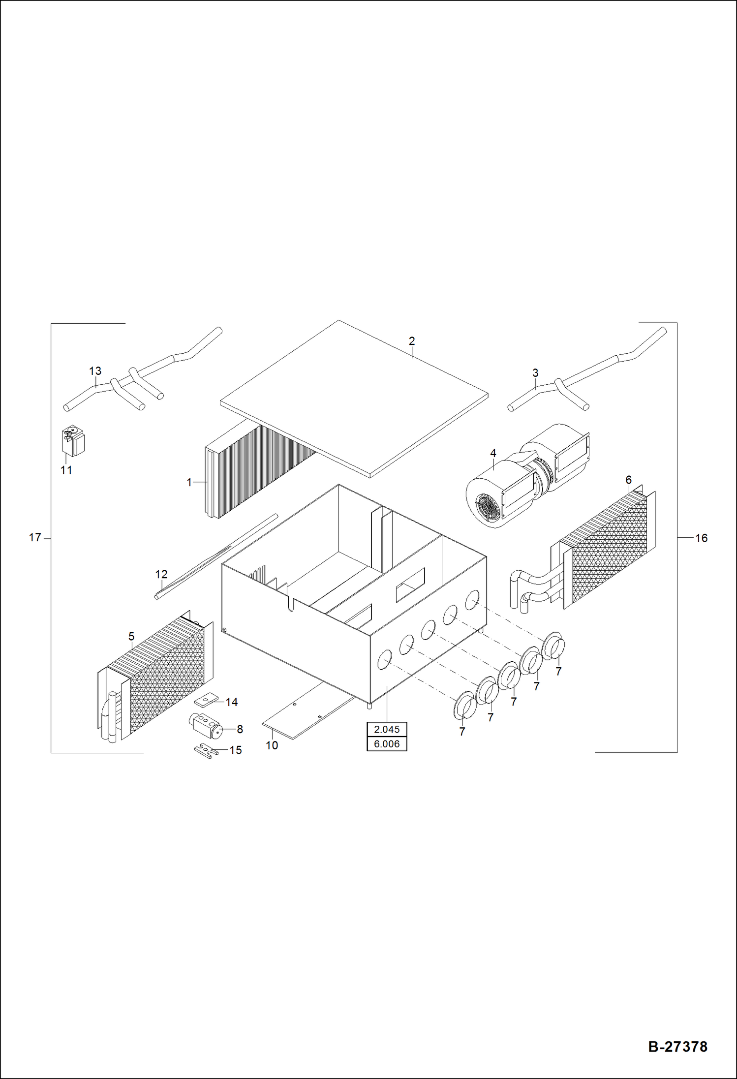 Схема запчастей Bobcat ZX75 - HEATING- AIR CONDITIONER UNIT S/N XXXX/1631 & Bel ACCESSORIES & OPTIONS