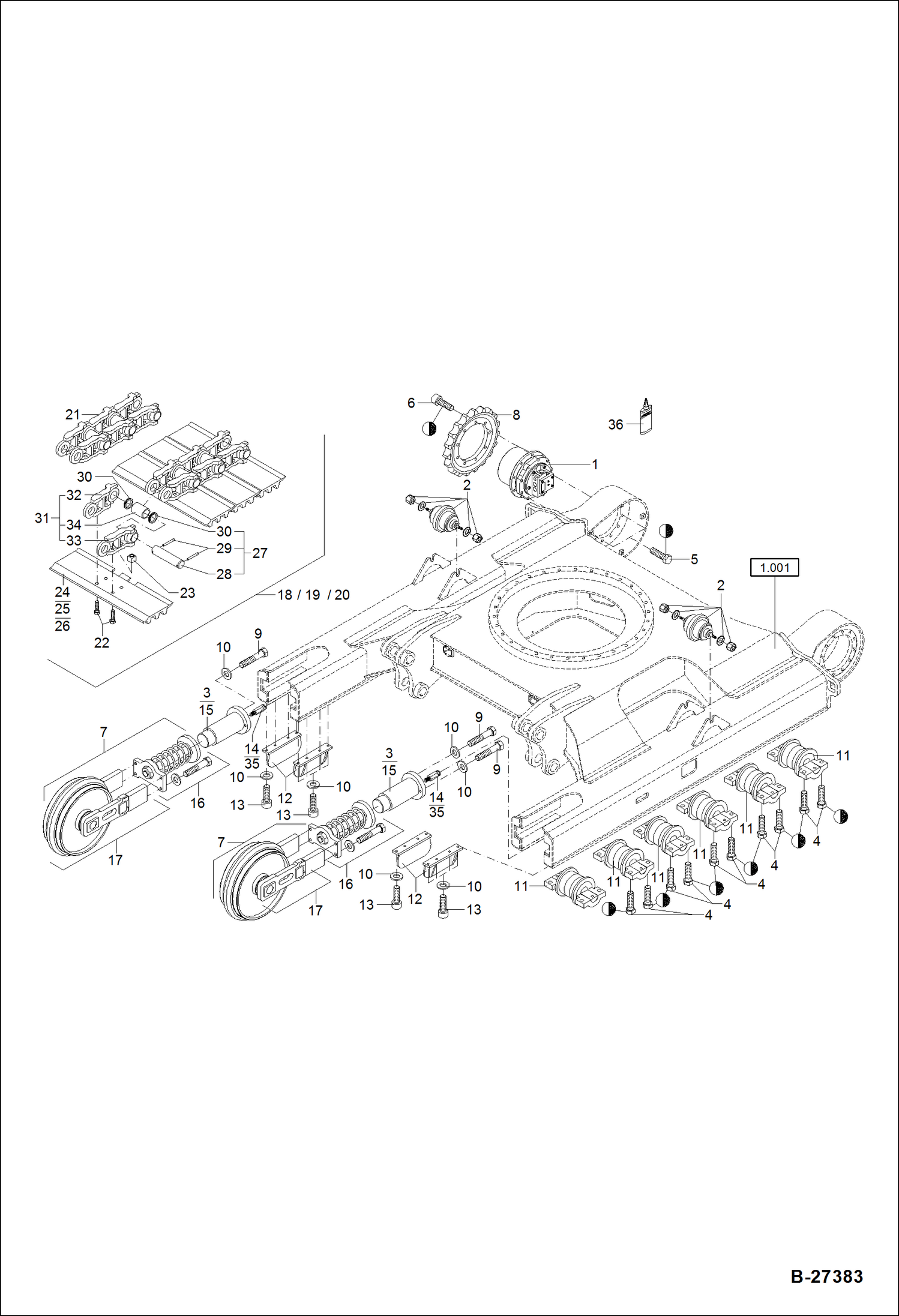 Схема запчастей Bobcat ZX75 - TRACK VERSION, STEEL TRACK UNDERCARRIAGE