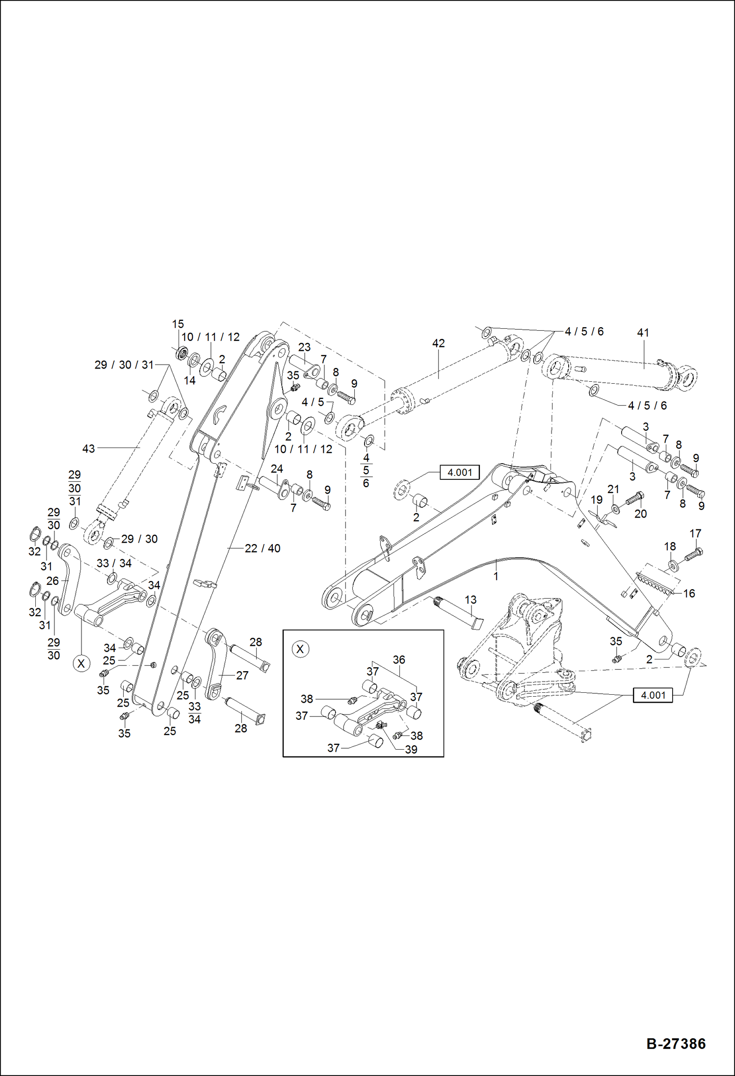 Схема запчастей Bobcat ZX75 - BOOM, DIPPER ARM - MONO WORK EQUIPMENT