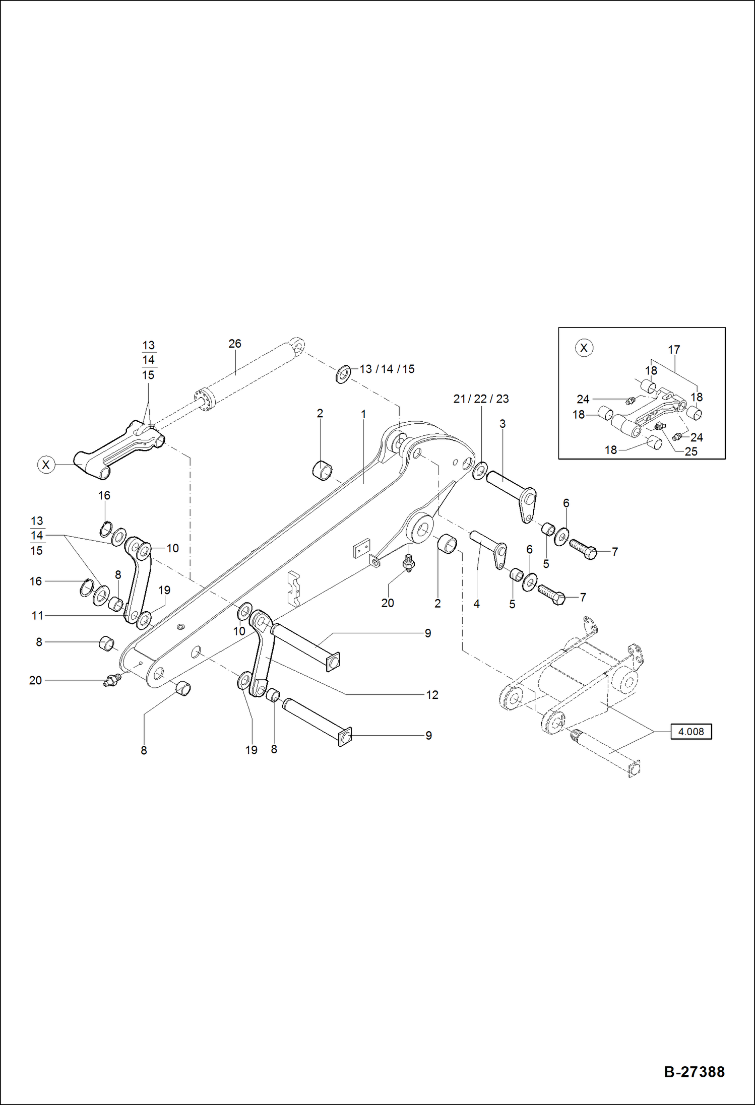 Схема запчастей Bobcat ZX75 - DIPPER ARM - CIRCULAR WORK EQUIPMENT