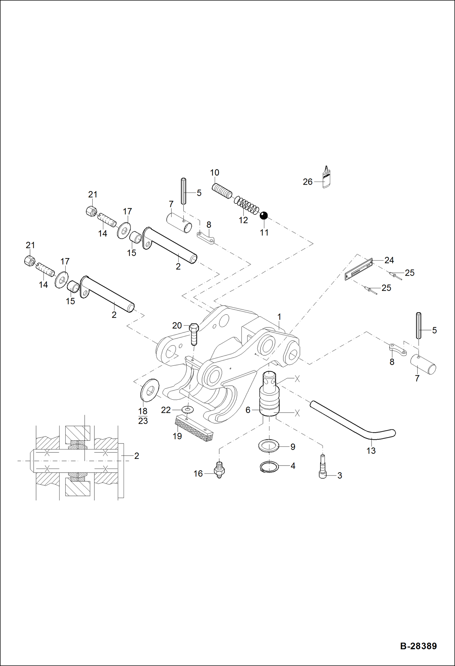 Схема запчастей Bobcat ZX75 - QUICK MOUNT HITCH - STANDARD ACCESSORIES & OPTIONS