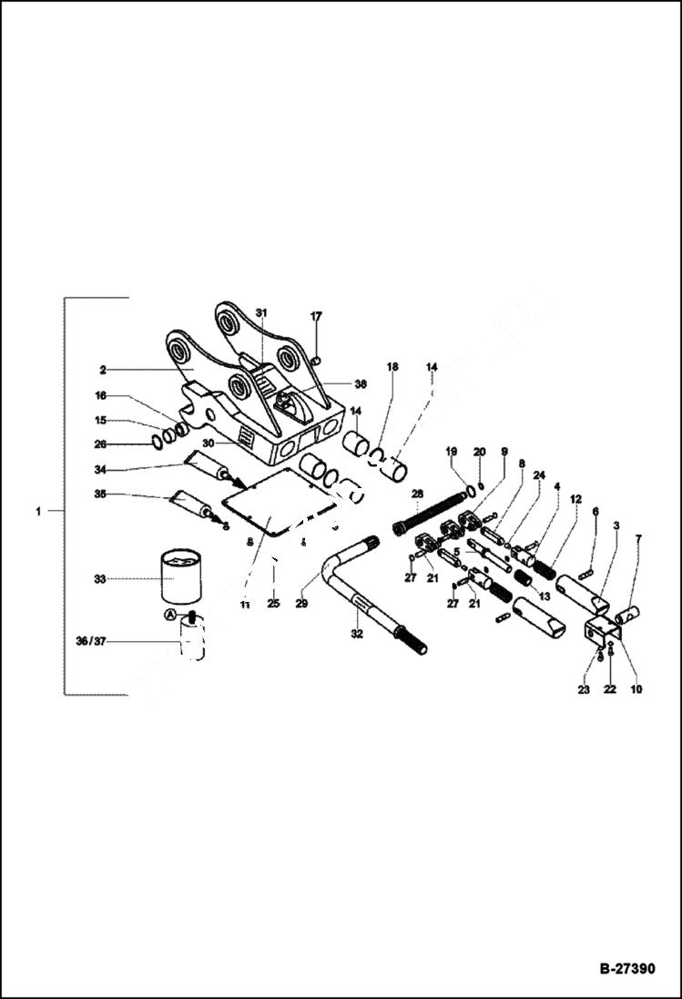 Схема запчастей Bobcat ZX75 - QUICK MOUNT HITCH - MS08 ACCESSORIES & OPTIONS