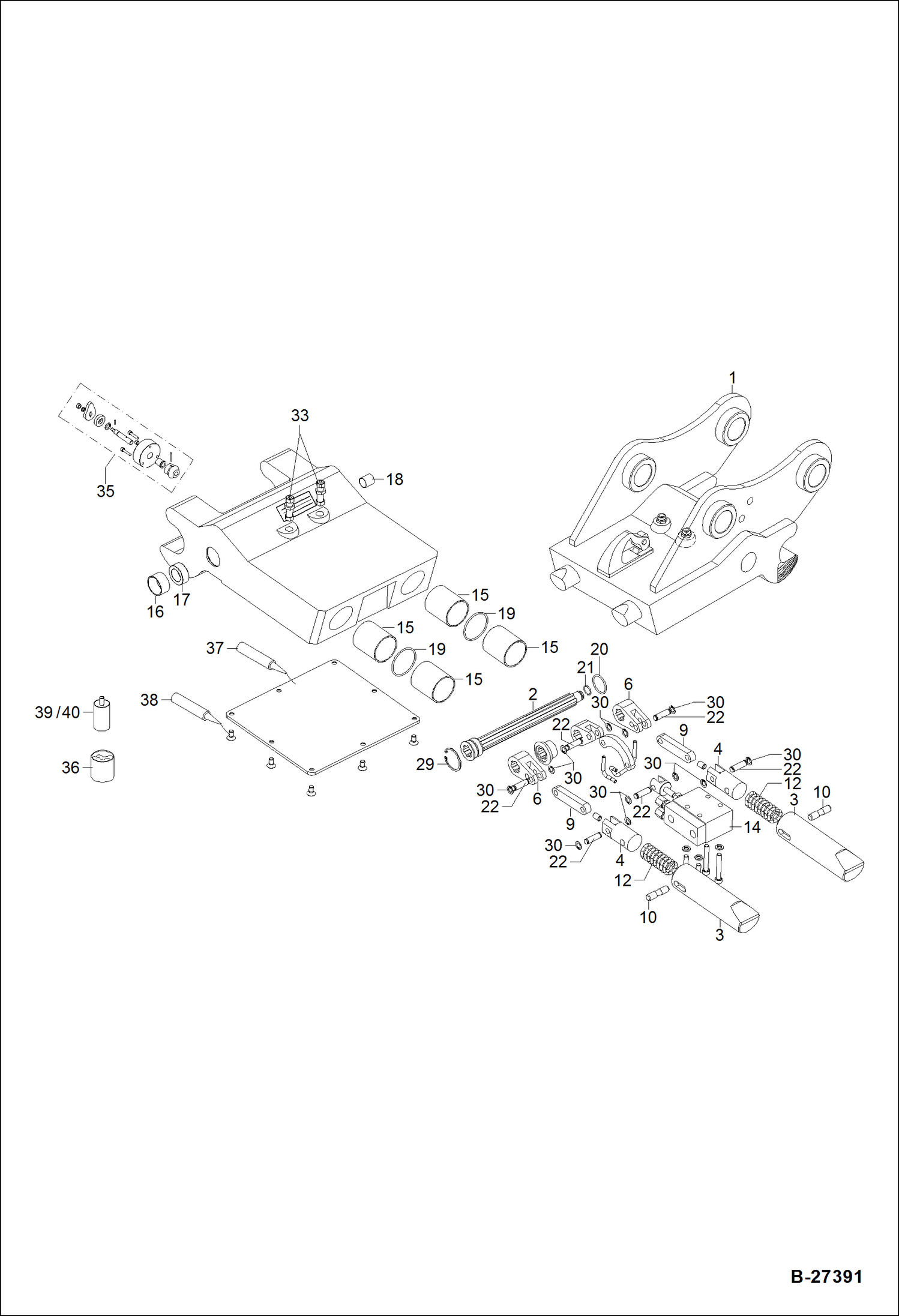 Схема запчастей Bobcat ZX75 - HYDRAULIC QUICK MOUNT HITCH - HM08 ACCESSORIES & OPTIONS