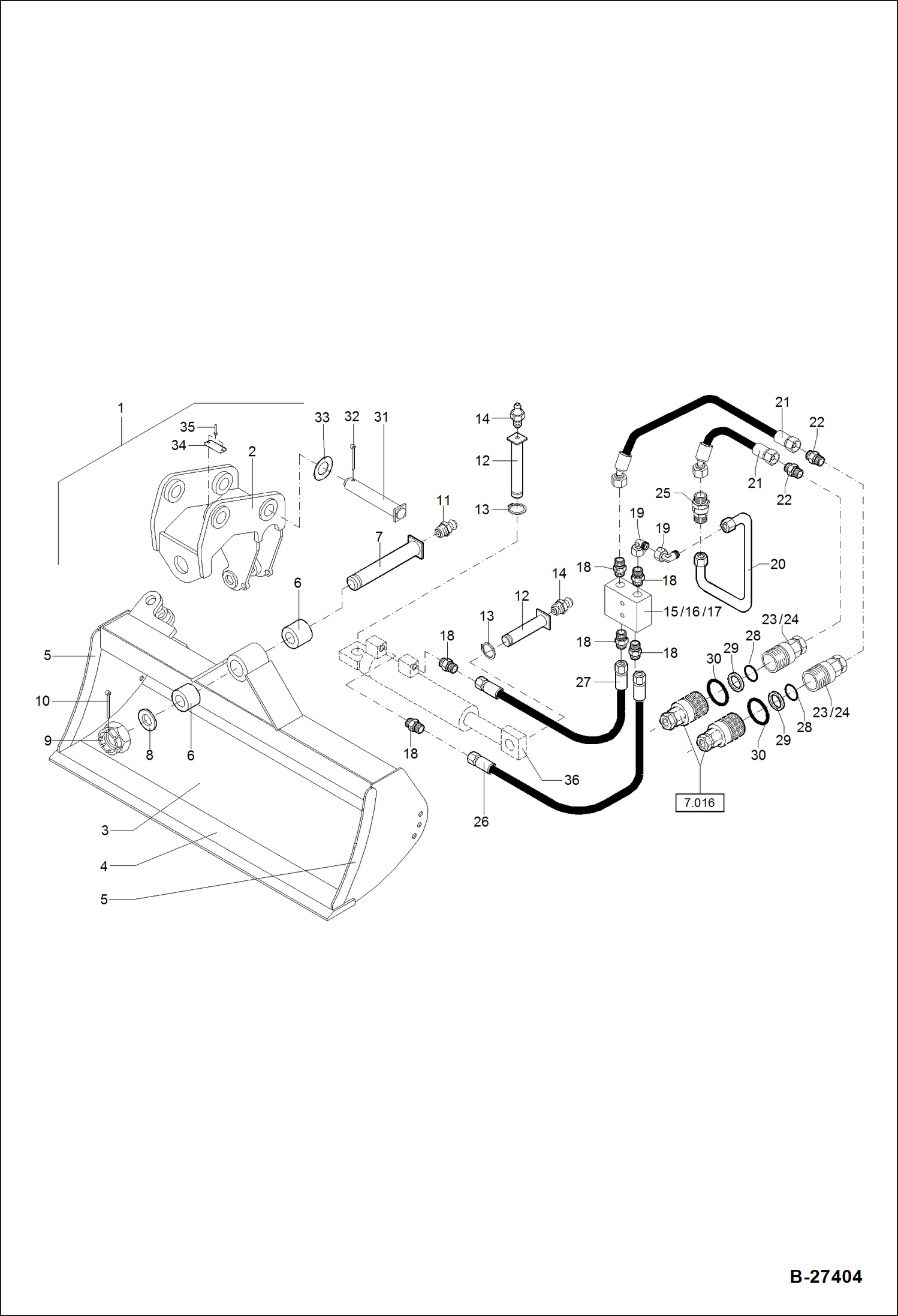 Схема запчастей Bobcat ZX75 - SWIVELLING BUCKET - 1500MM ACCESSORIES & OPTIONS