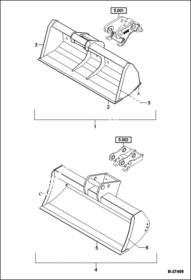 Схема запчастей Bobcat ZX75 - DITCH CLEANING BUCKET ACCESSORIES & OPTIONS