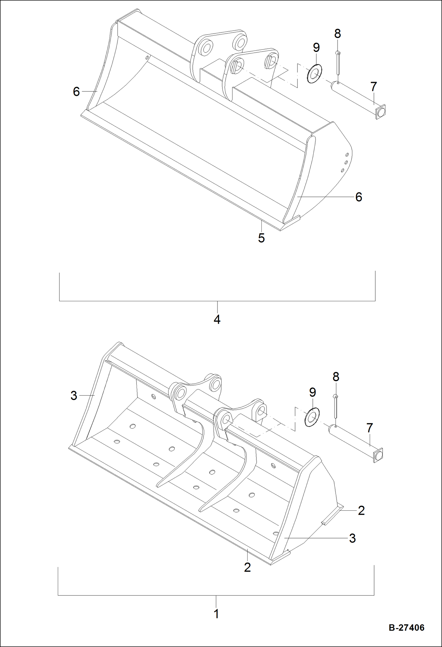 Схема запчастей Bobcat ZX75 - DITCH CLEANING BUCKET ACCESSORIES & OPTIONS