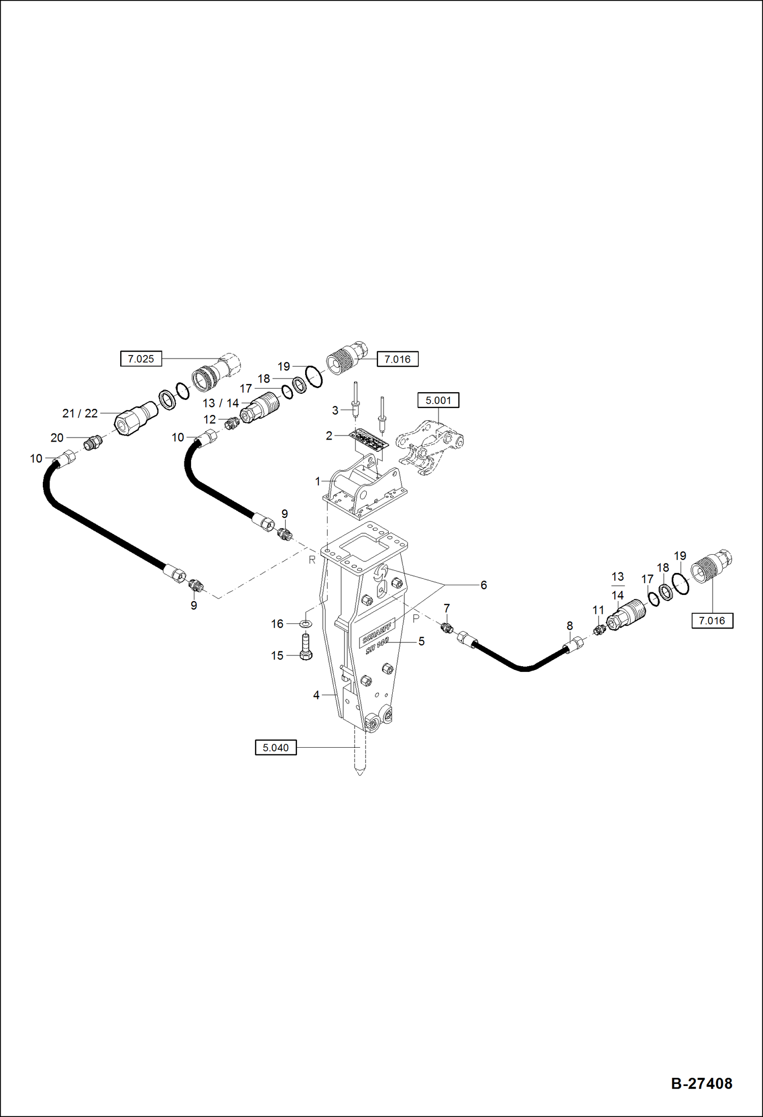 Схема запчастей Bobcat ZX75 - HYDRAULIC HAMMER WITH HYDRAULIC INSTALLATION SH 140 ACCESSORIES & OPTIONS