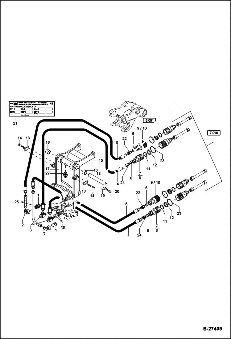 Схема запчастей Bobcat ZX75 - GRAB SUSPENSION WITH HYDRAULIC INSTALLATION ACCESSORIES & OPTIONS