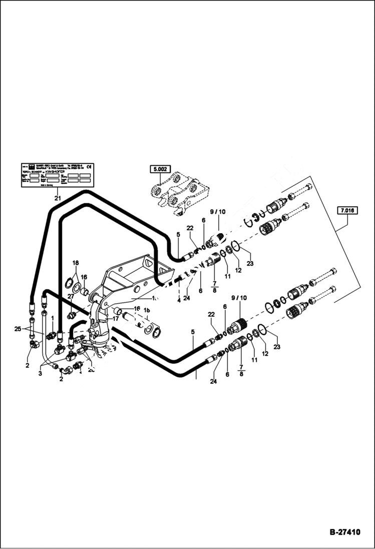 Схема запчастей Bobcat ZX75 - GRAB SUSPENSION WITH HYDRAULIC INSTALLATION ACCESSORIES & OPTIONS