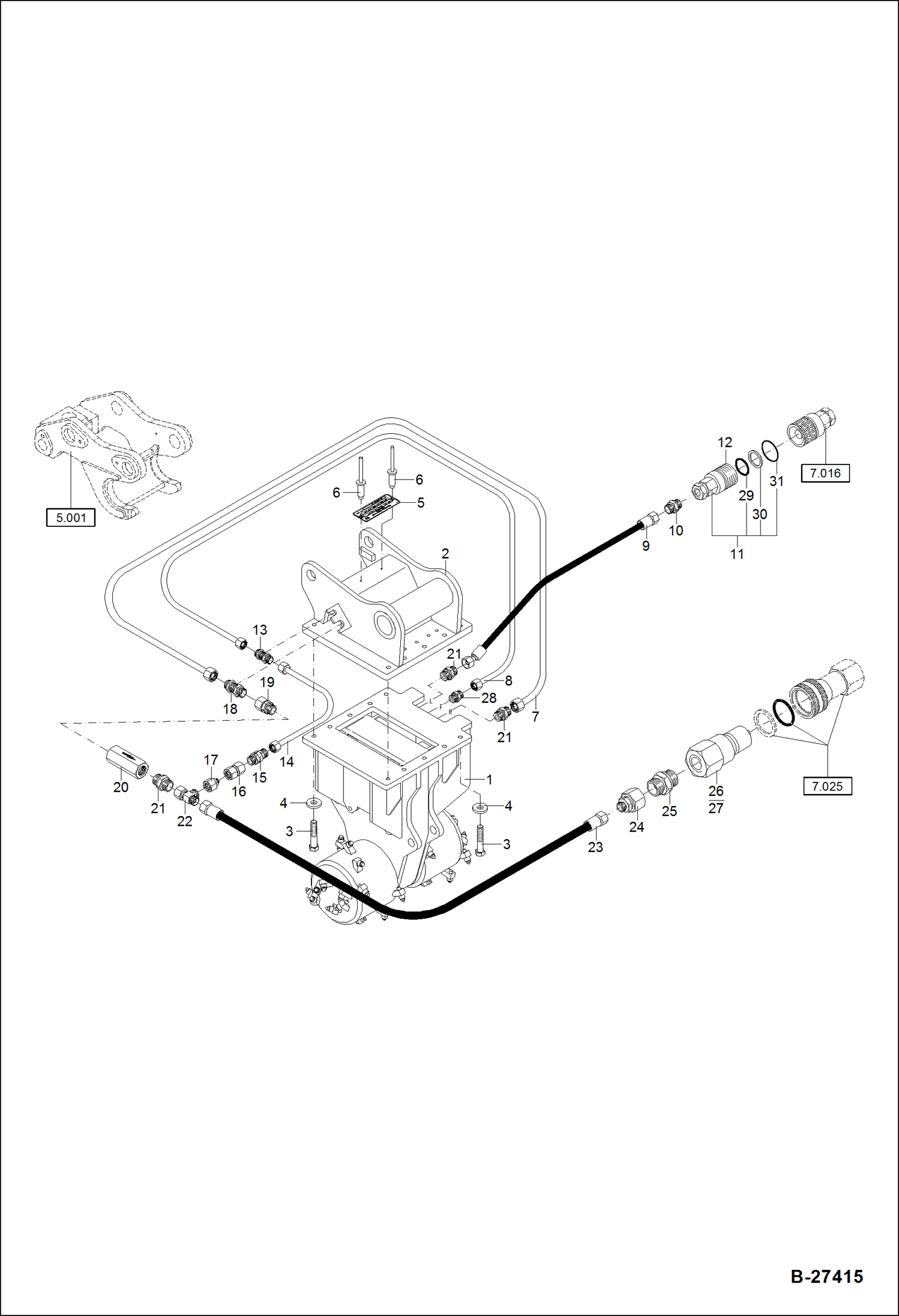 Схема запчастей Bobcat ZX75 - TRANSVERSE CUTTING UNIT W/Hydraulic Installation ACCESSORIES & OPTIONS