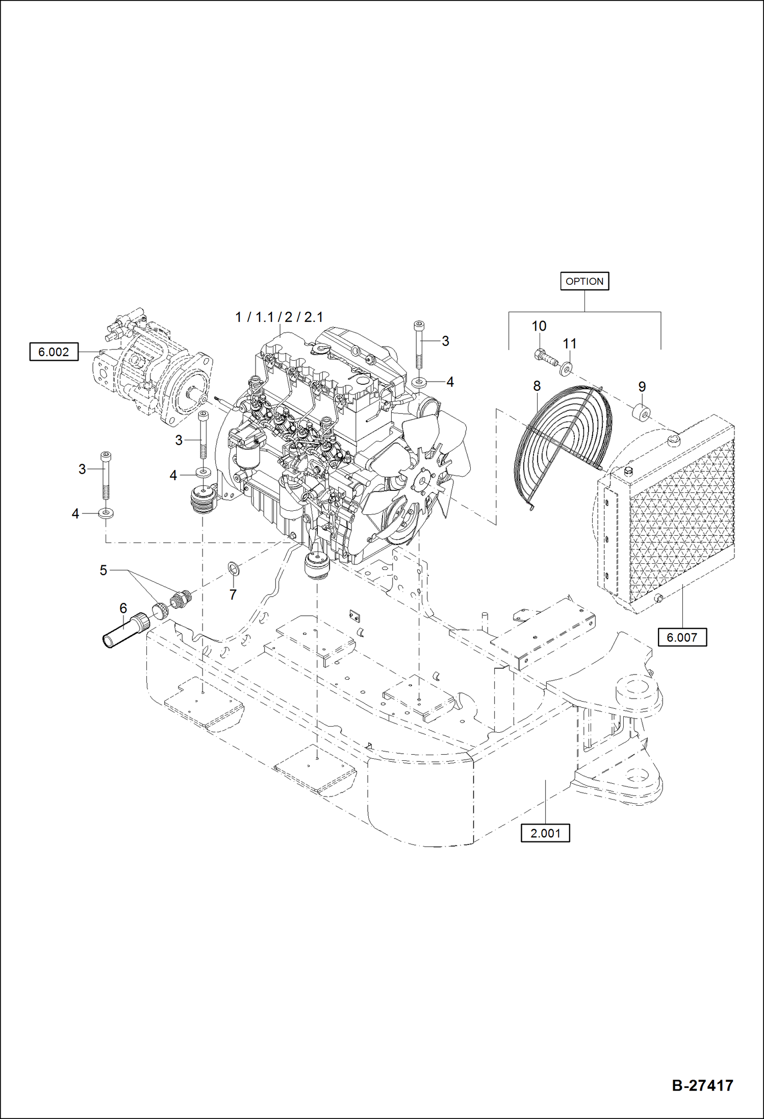 Схема запчастей Bobcat ZX75 - ENGINE ASSEMBLY XXXX/2613 & Abv; + 2420;2445; 2446; 2565-2569; 2575; 2577; 2578; 2581-2585; 2587; 2588; 2420; 2445; 2446; 2565-2569; 2575; 2577; 2578; 2581-2585; E3868 POWER UNIT