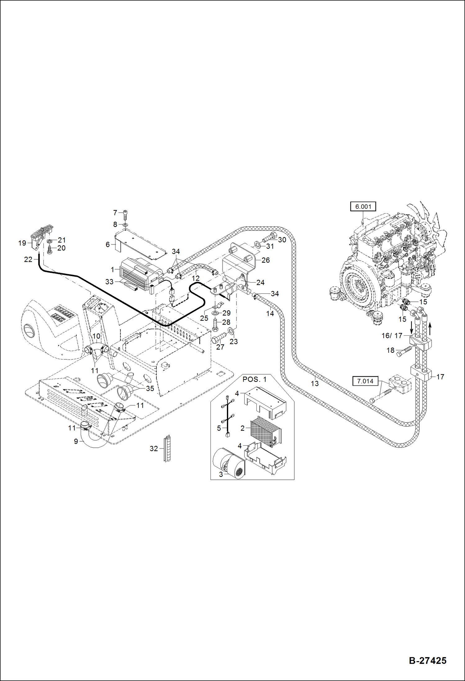 Схема запчастей Bobcat ZX75 - HEATING S/N XXXX/2842 & Abv POWER UNIT