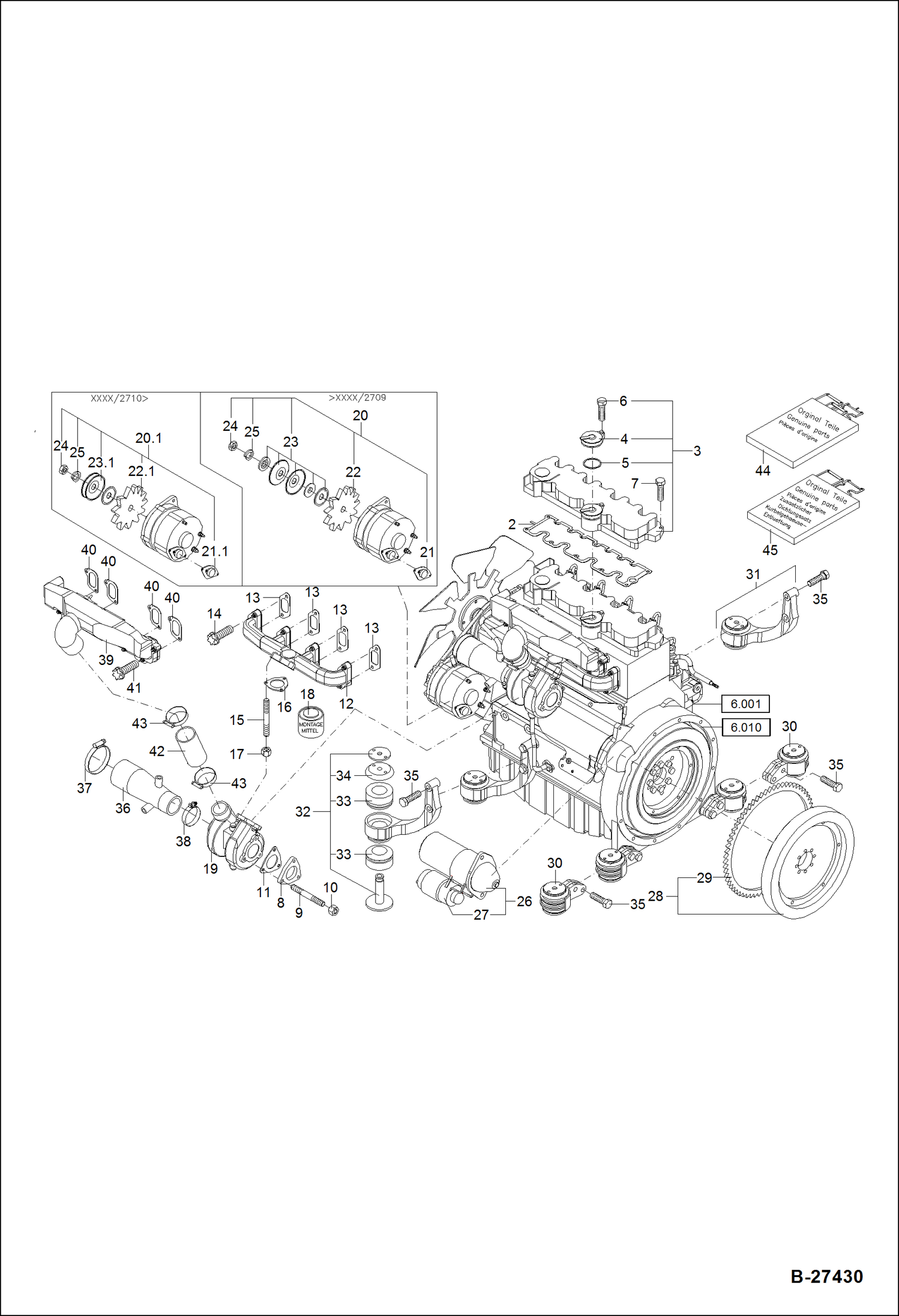 Схема запчастей Bobcat ZX75 - ENGINE PARTS - PART 2 POWER UNIT