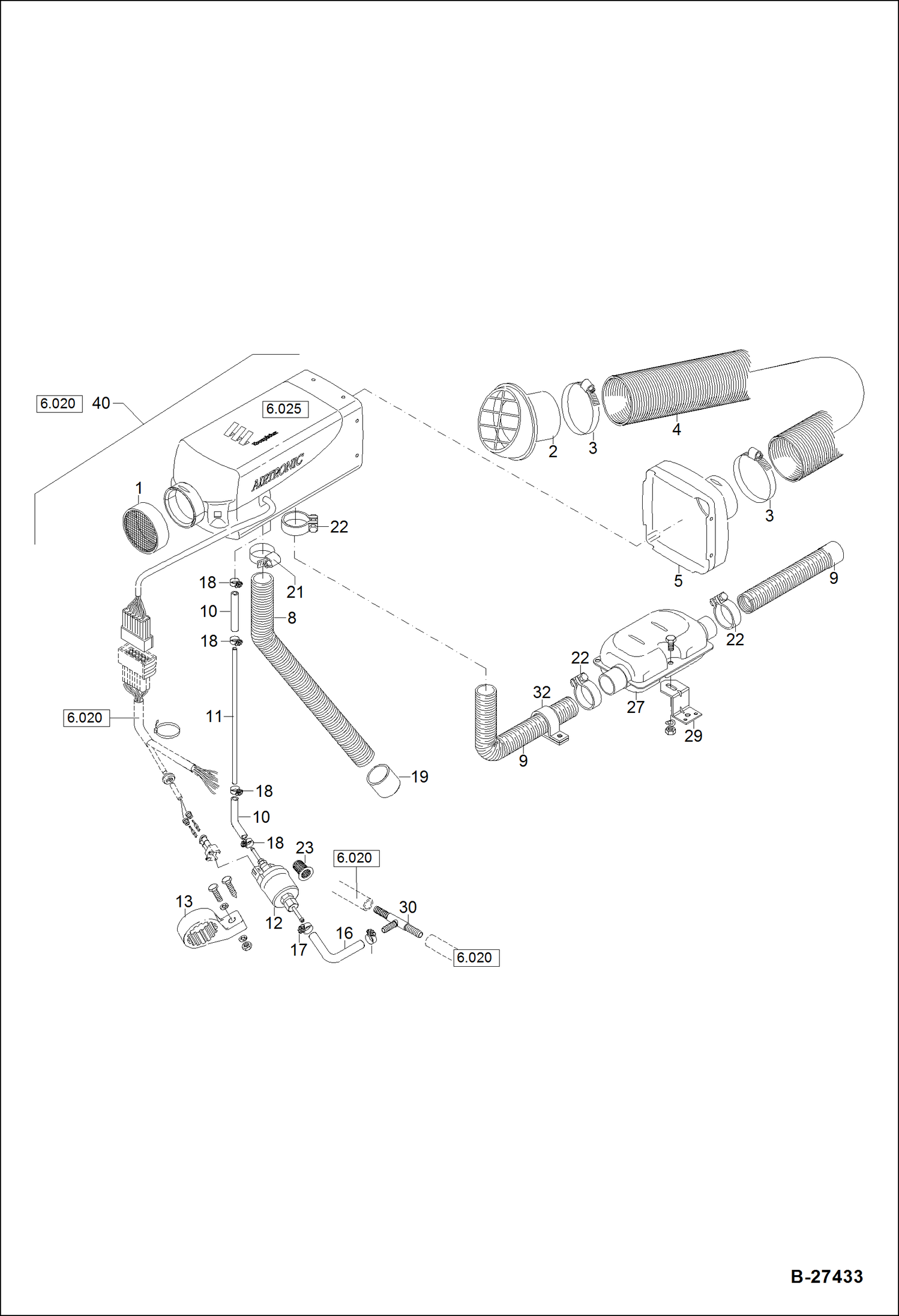 Схема запчастей Bobcat ZX75 - DIESEL OPERATED HEATING - MOUNTING KIT POWER UNIT