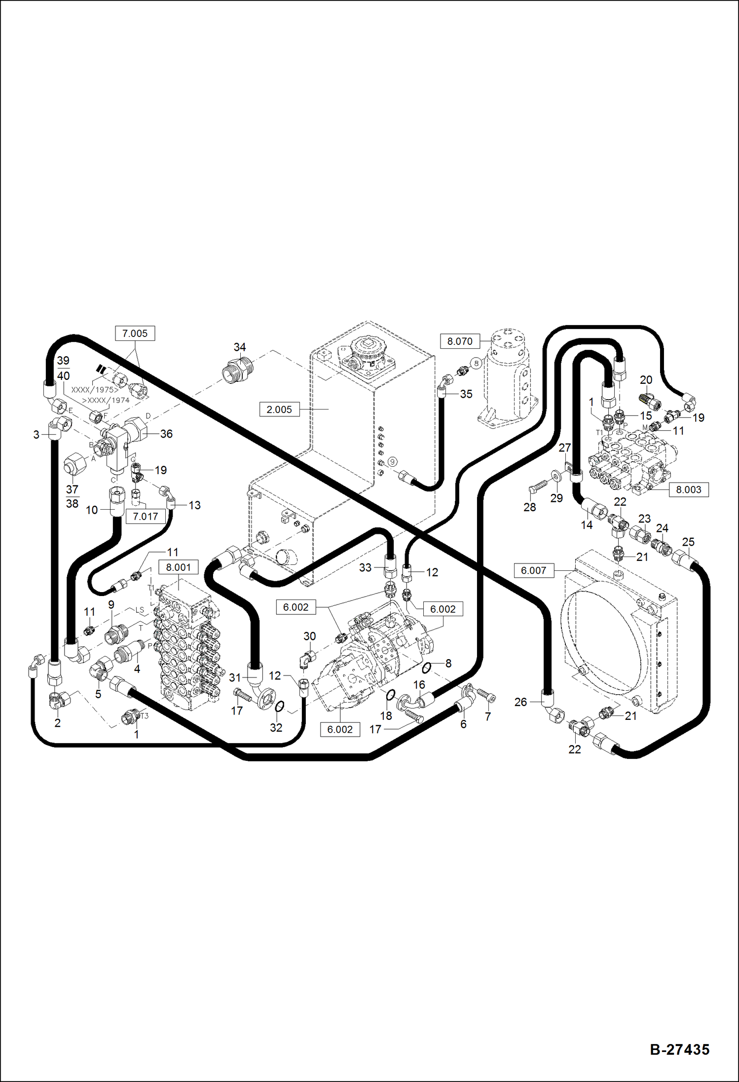 Схема запчастей Bobcat ZX75 - HYDRAULIC INSTALLATION - CIRCULATION HYDRAULIC SYSTEM