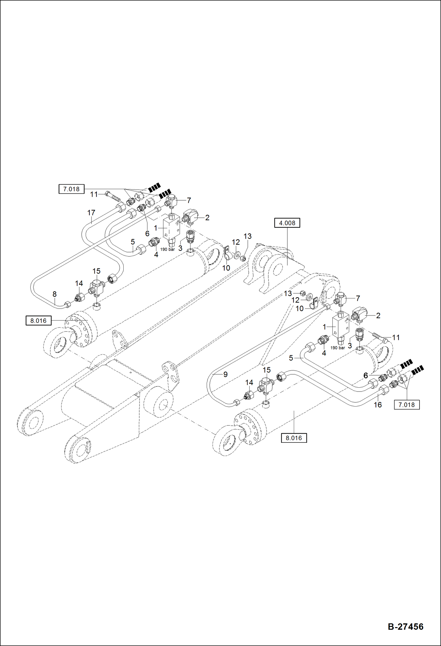 Схема запчастей Bobcat ZX75 - HYDRAULIC INSTALLATION -LOAD HOLDING VALVE Intermediate Boom HYDRAULIC SYSTEM