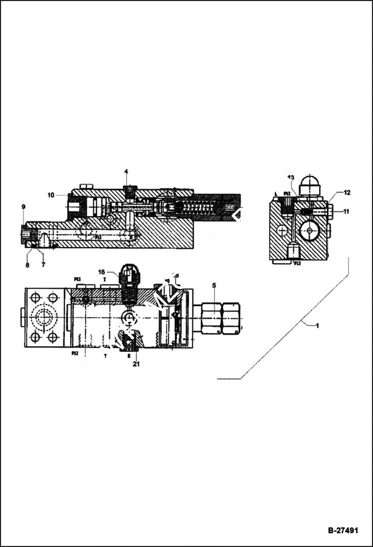 Схема запчастей Bobcat ZX75 - LOAD CHECK VALVE HYDRAULIC SYSTEM