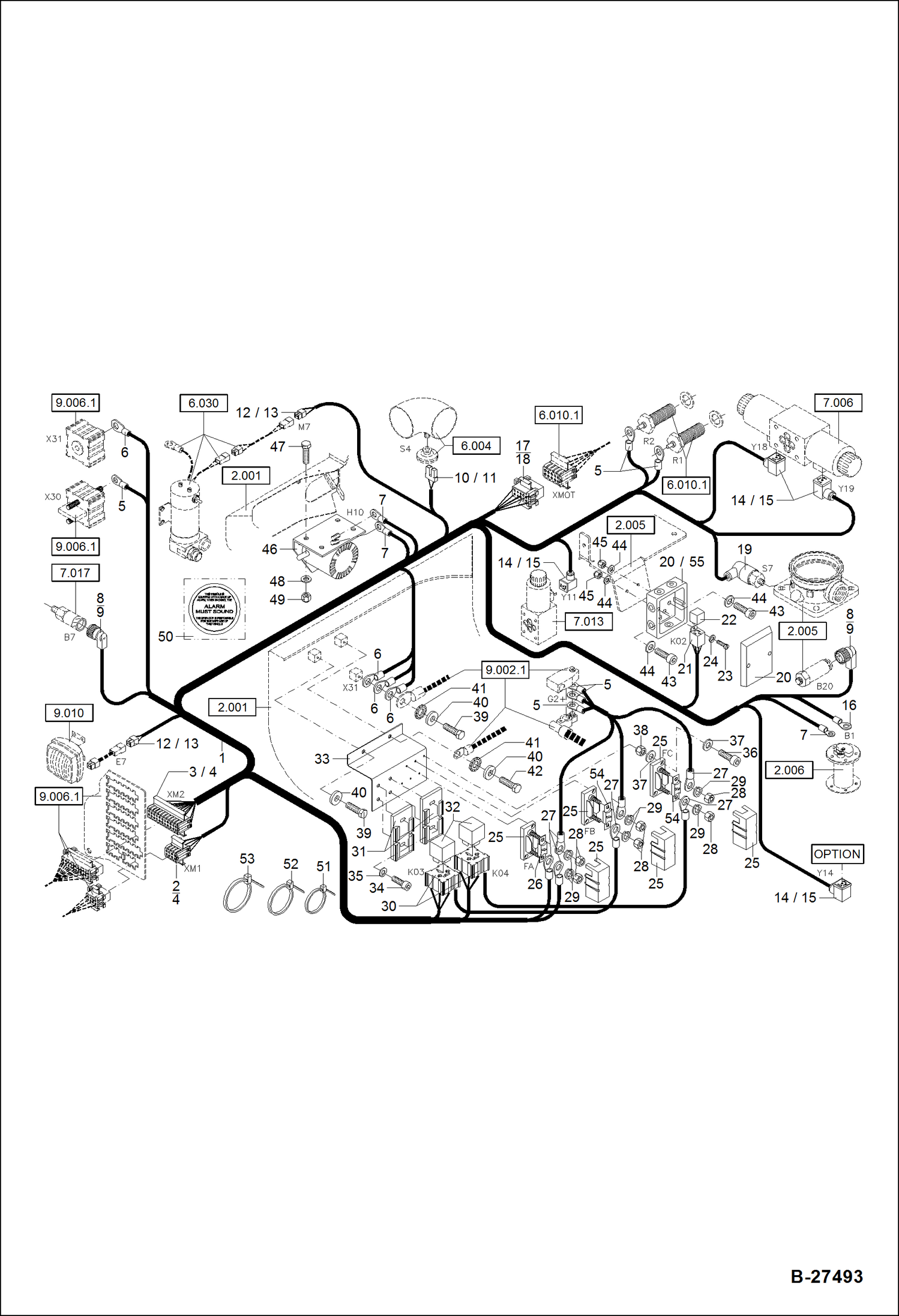 Схема запчастей Bobcat ZX75 - ELECTRIC INSTALLATION - MACHINE S/N XXXX/2842 & Abv ELECTRICAL SYSTEM