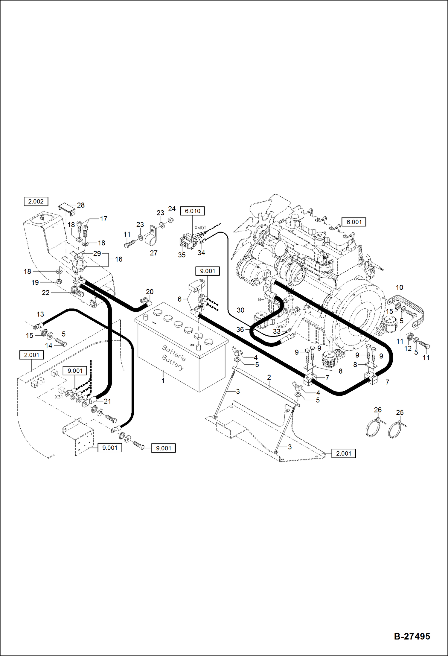 Схема запчастей Bobcat ZX75 - ELECTRIC INSTALLATION - UPPER CARRIAGE S/N XXXX/2710 & Abv ELECTRICAL SYSTEM