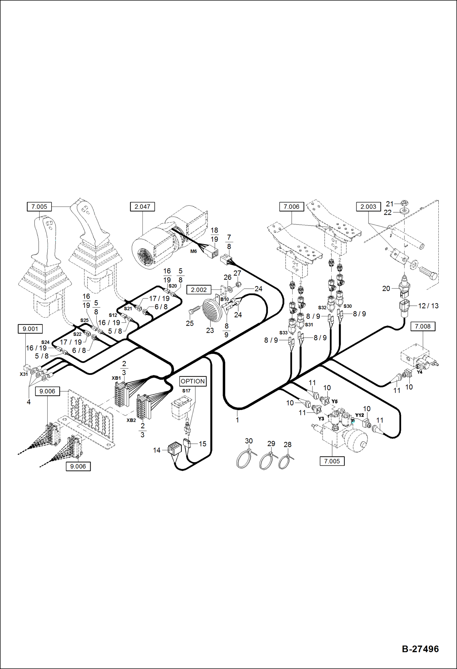 Схема запчастей Bobcat ZX75 - ELECTRIC INSTALLATION - FLOOR FRAME S/N XXXX/2841 & Bel ELECTRICAL SYSTEM