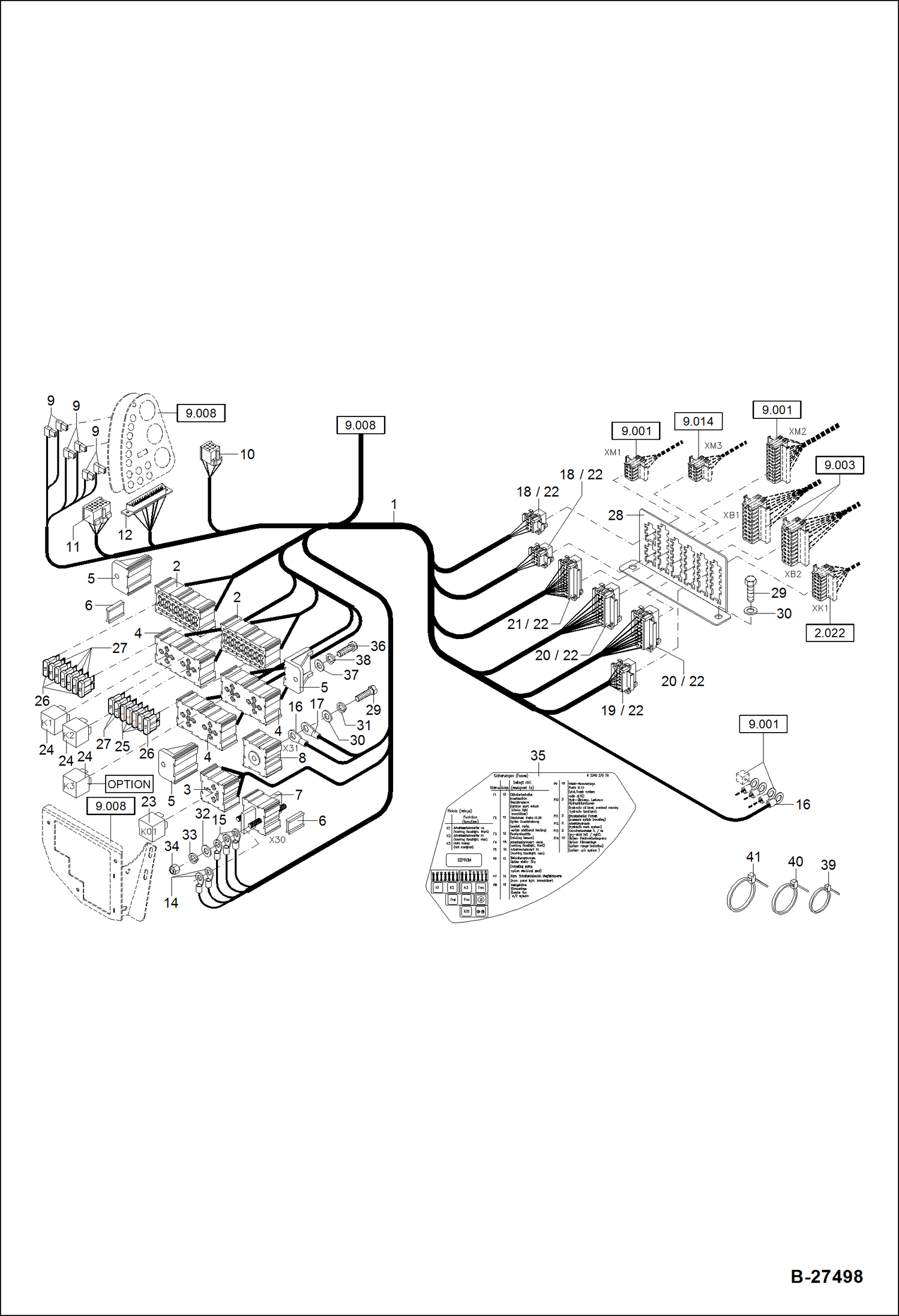 Схема запчастей Bobcat ZX75 - ELECTRIC INSTALLATION - FUSE PANEL AND RELAY PANEL S/N XXXX/2841 & Bel ELECTRICAL SYSTEM