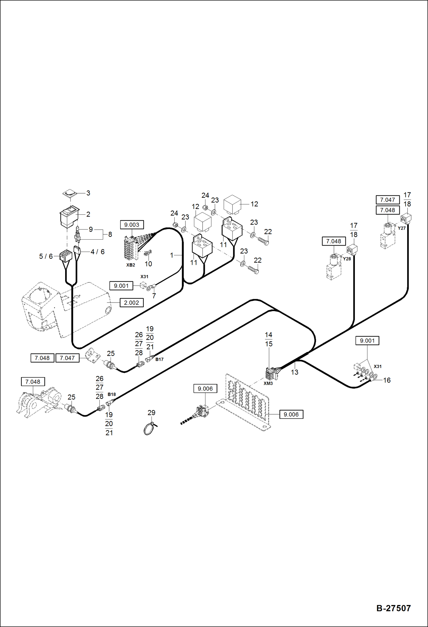 Схема запчастей Bobcat ZX75 - ELECTRIC INSTALLATION - BOOM HEIGHT LIMITATION ELECTRICAL SYSTEM