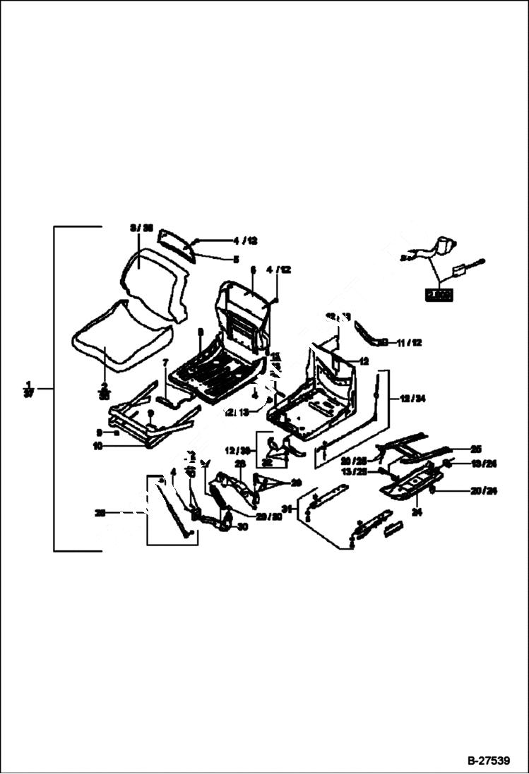 Схема запчастей Bobcat ZX125 - OPERATORS SEAT MSG20 MAIN FRAME