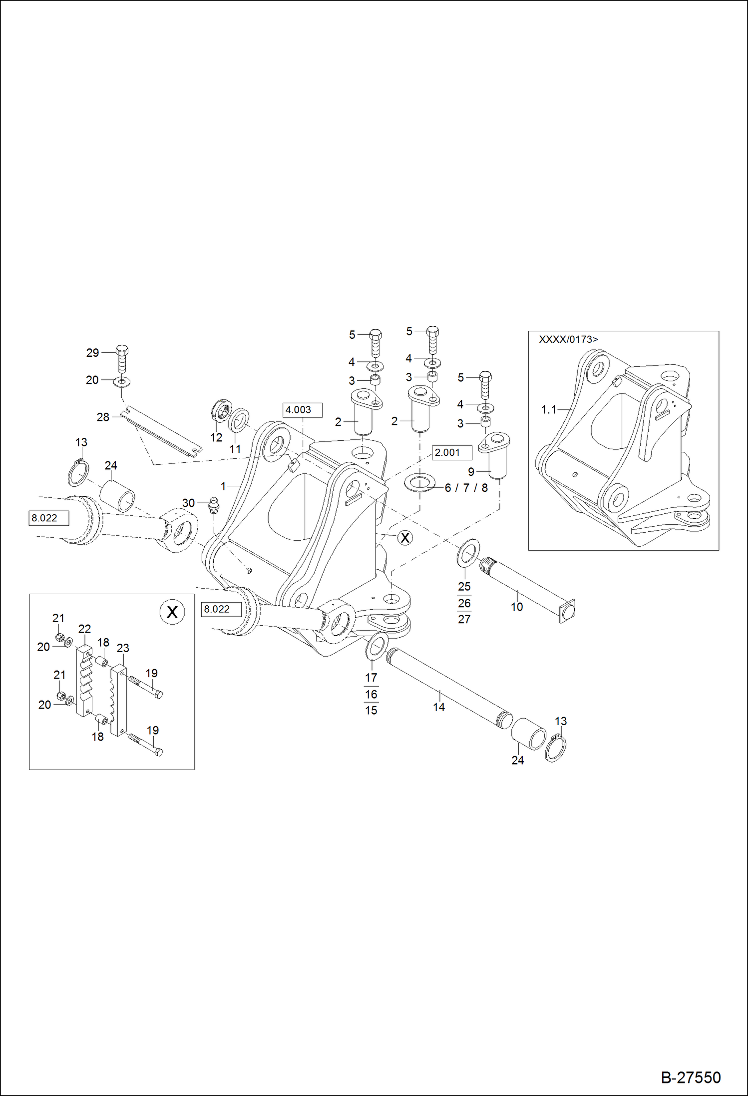 Схема запчастей Bobcat ZX125 - KING POST - BOOM MONO WORK EQUIPMENT