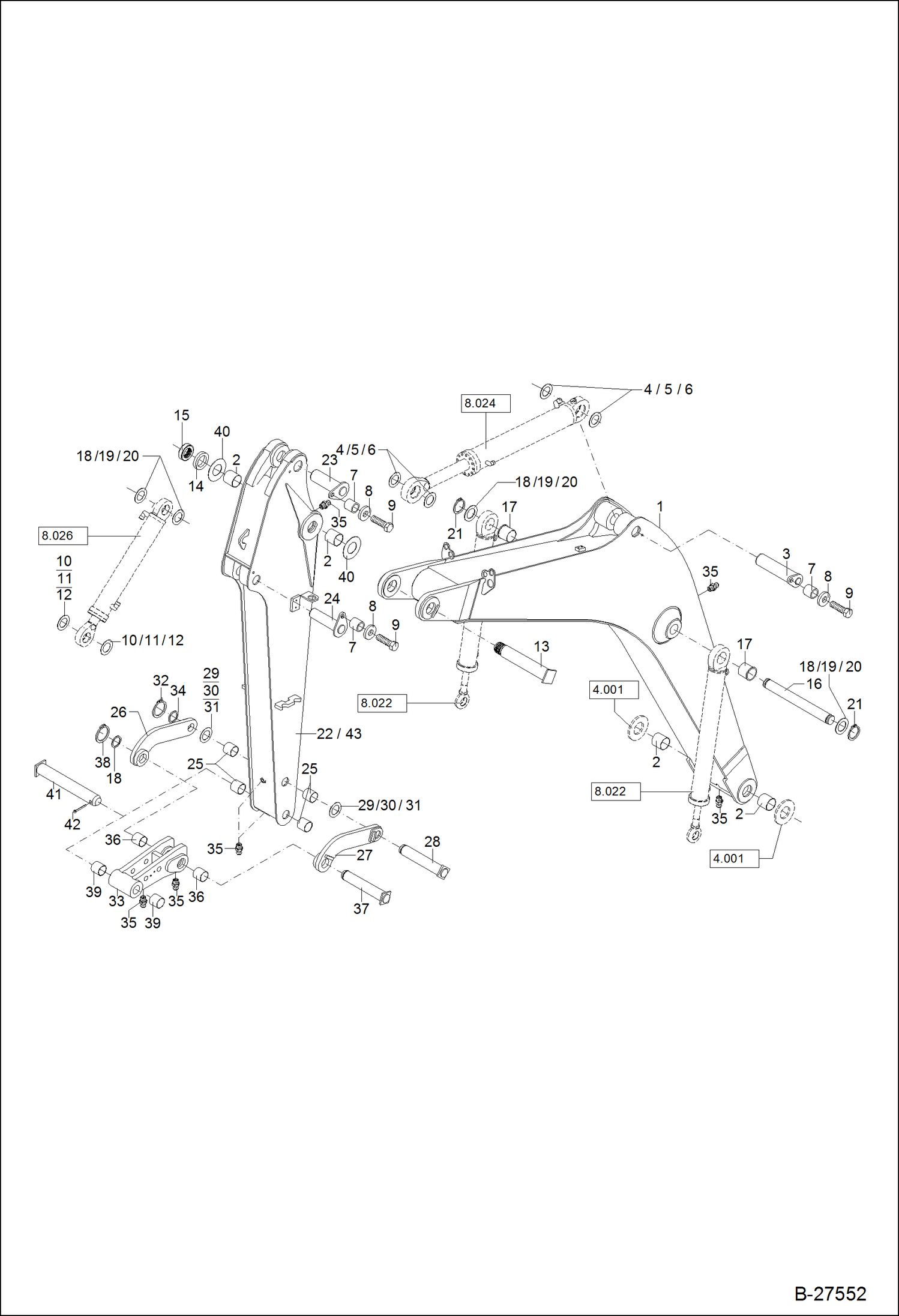 Схема запчастей Bobcat ZX125 - BOOM, DIPPER ARM - MONO WORK EQUIPMENT