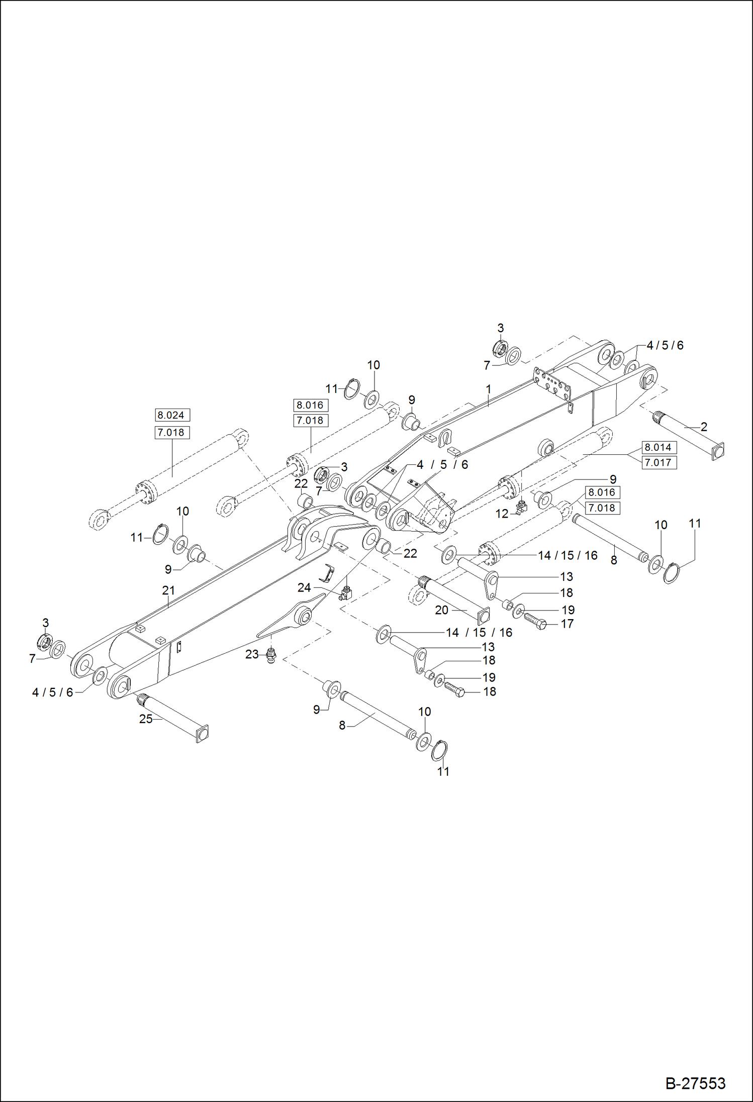 Схема запчастей Bobcat ZX125 - WORKING EQUIPMENT-ARTICULATED BOOM WORK EQUIPMENT