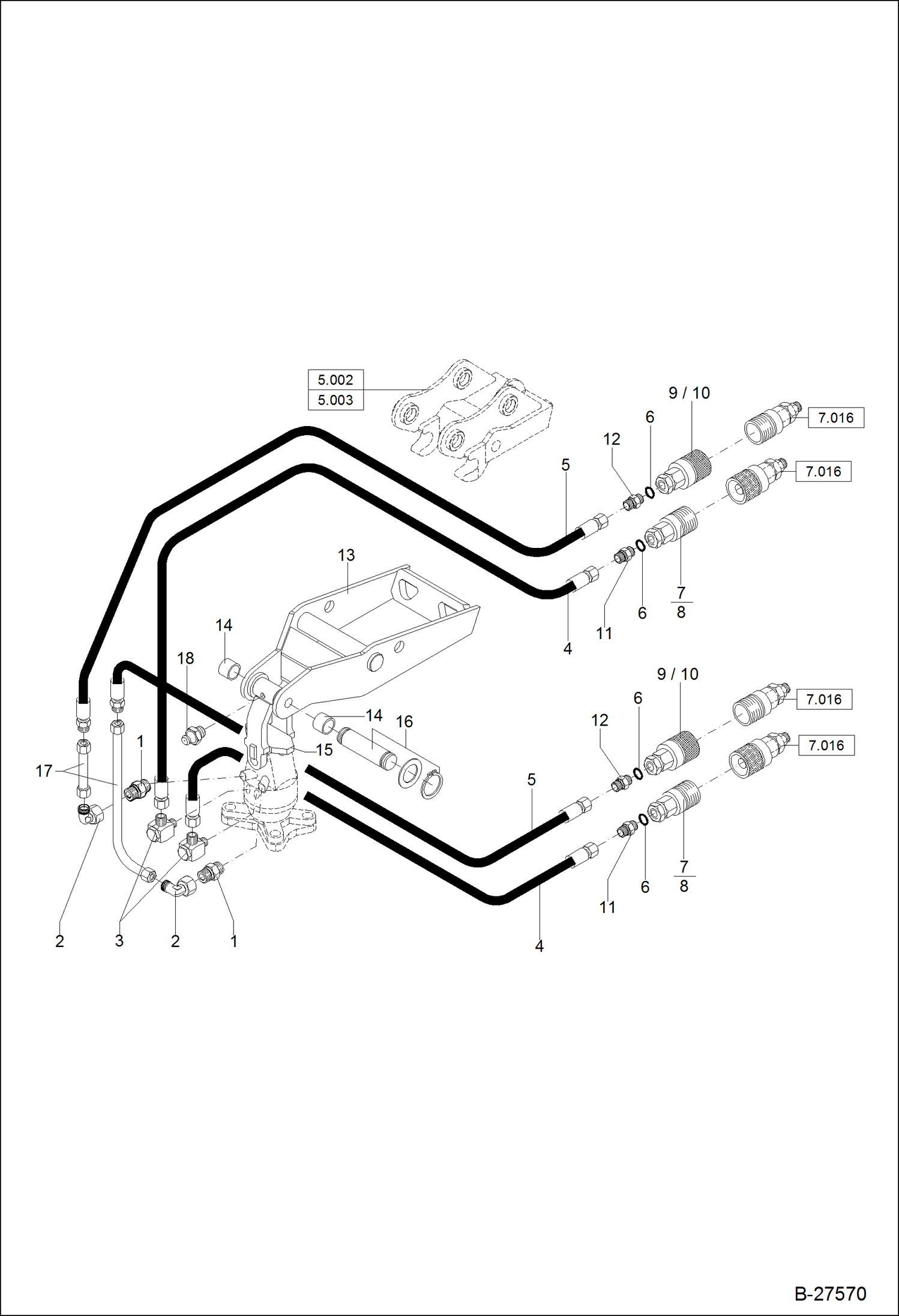 Схема запчастей Bobcat ZX125 - SUSPENSION GRAB C12V WITH HYDRAULIC INSTALLATION QUICKLY RELEASABLE - TYPE GM2& ACCESSORIES & OPTIONS