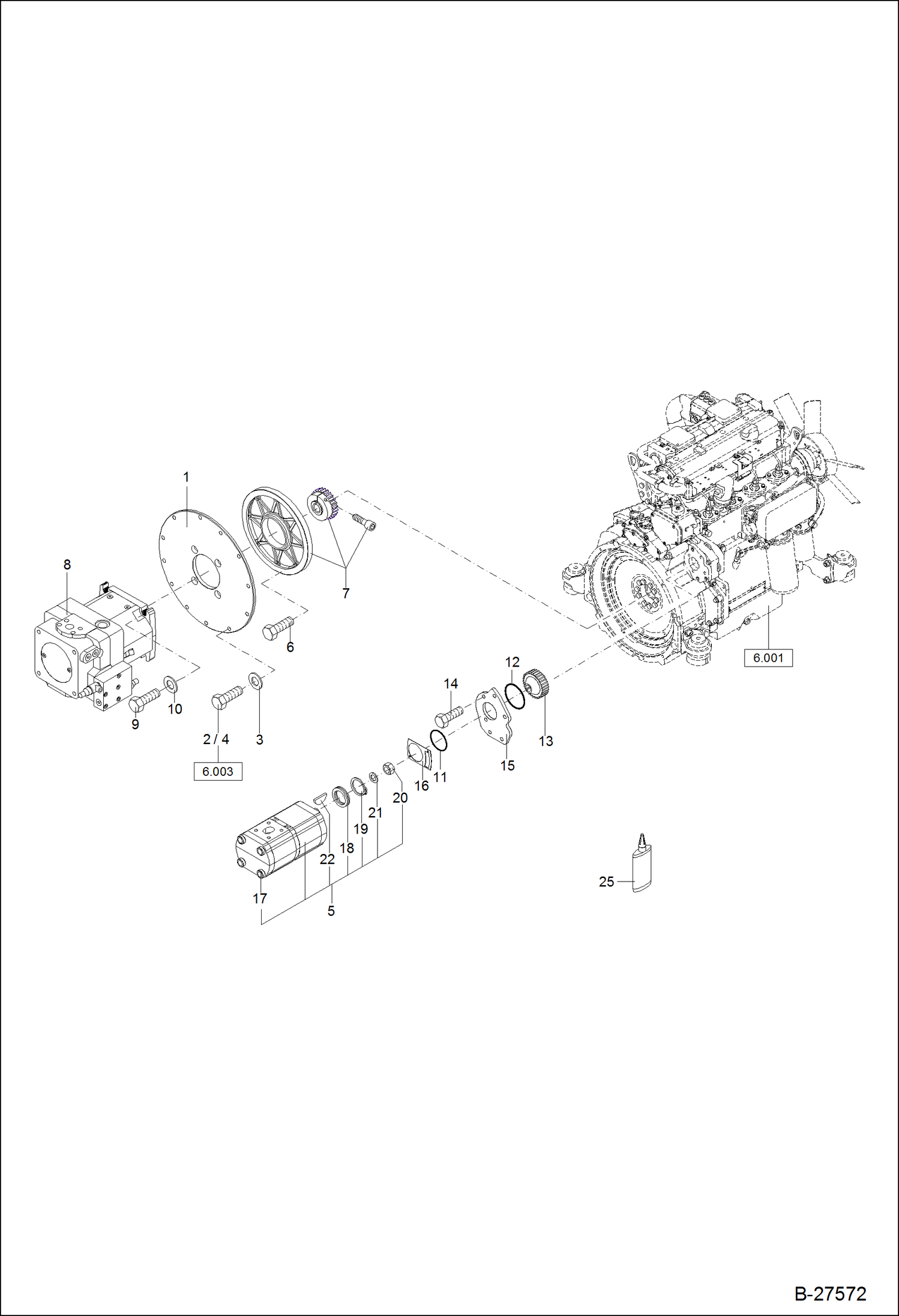 Схема запчастей Bobcat ZX125 - PUMP ASSEMBLY POWER UNIT